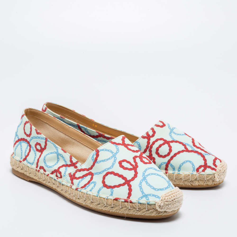 Charlotte Olympia Tricolor Printed Fabric Esme Espadrilles Size 38