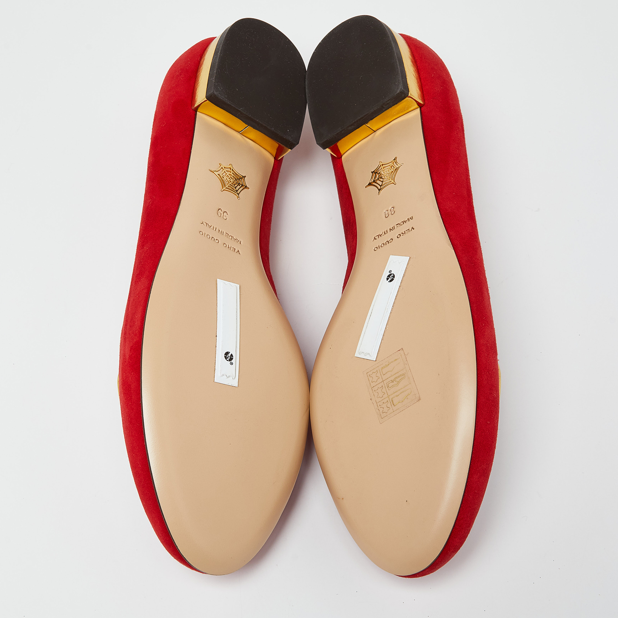 Charlotte Olympia Red Suede Aries Smoking Slippers Size 39