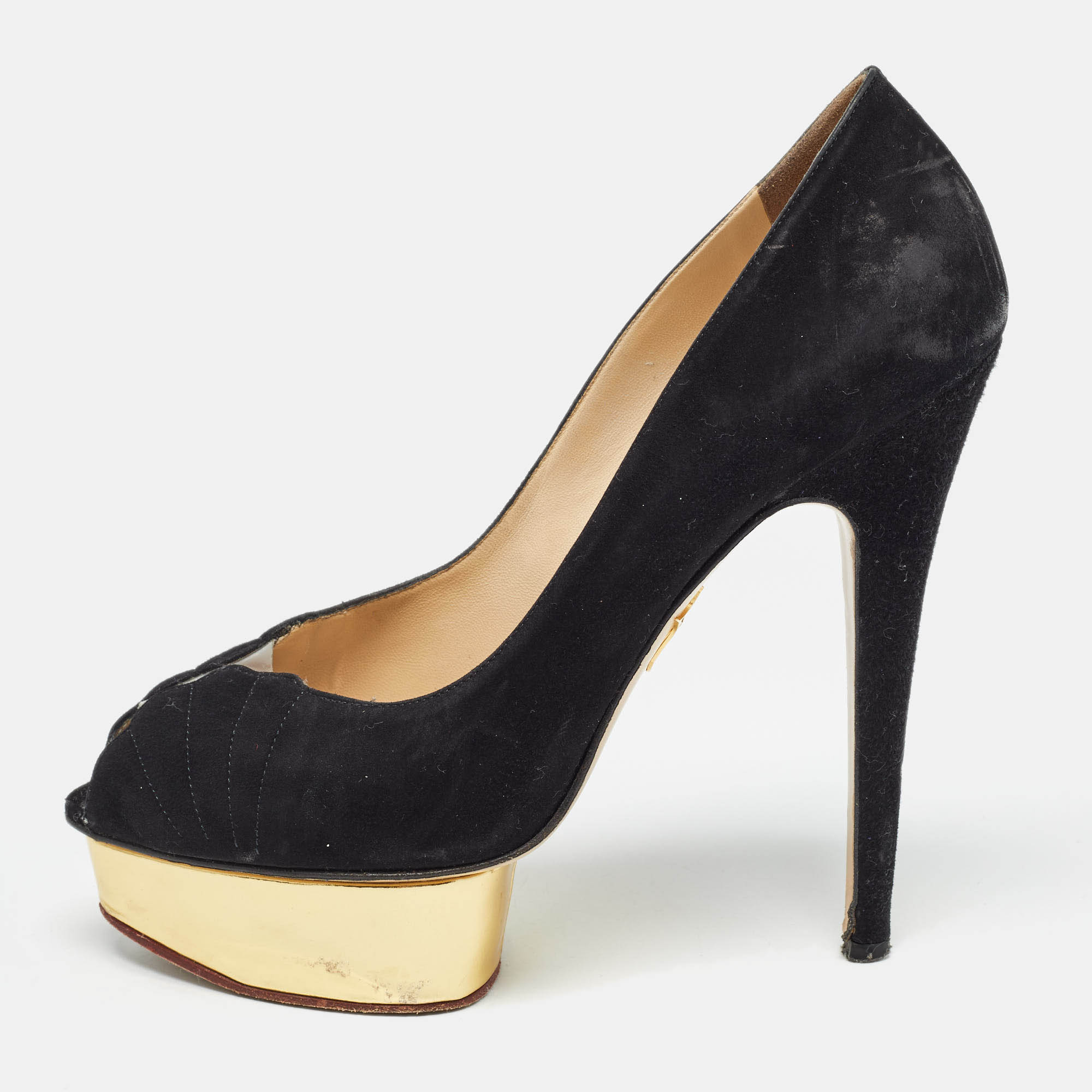 Charlotte Olympia Black Suede Platform Pumps Size 40