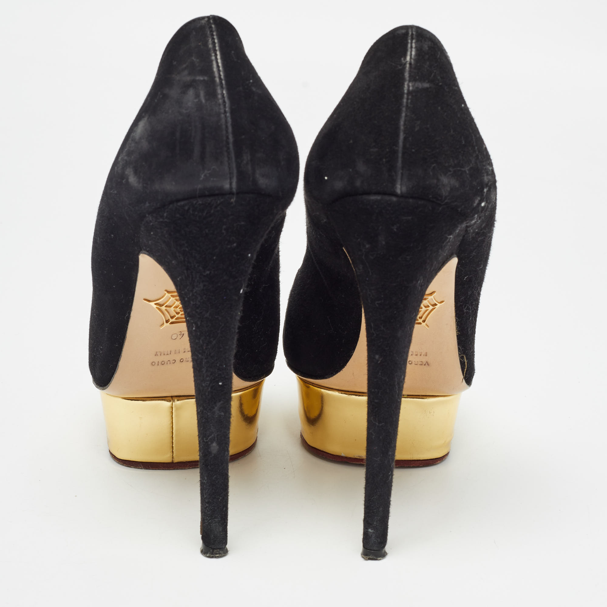 Charlotte Olympia Black Suede Platform Pumps Size 40