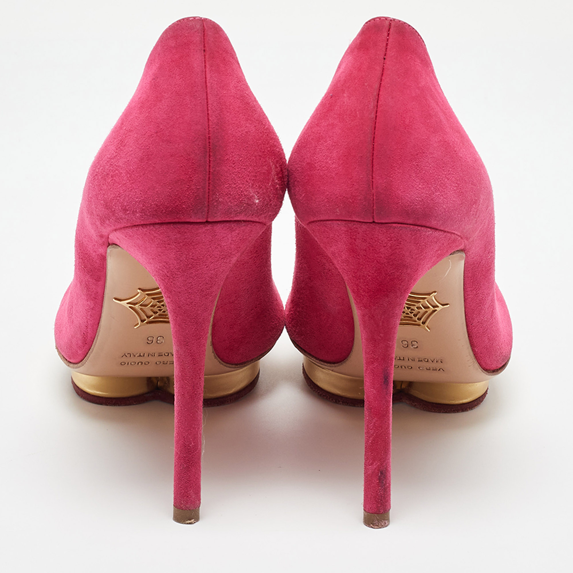 Charlotte Olympia Pink Suede Platform Pumps Size 36