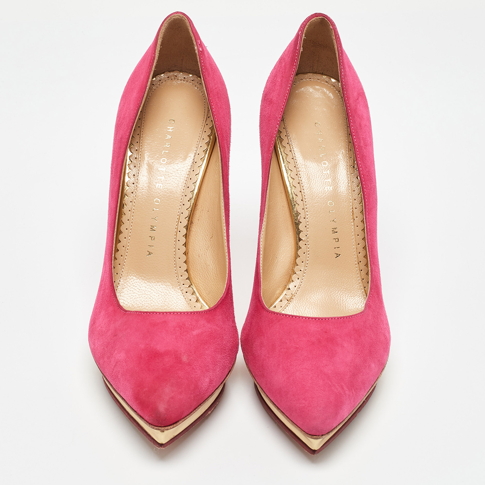 Charlotte Olympia Pink Suede Platform Pumps Size 36