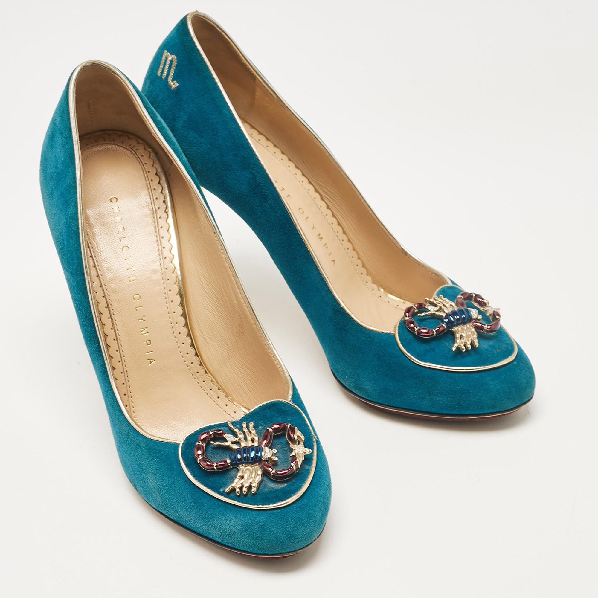 Charlotte Olympia Blue Suede Platform Pumps Size 36.5