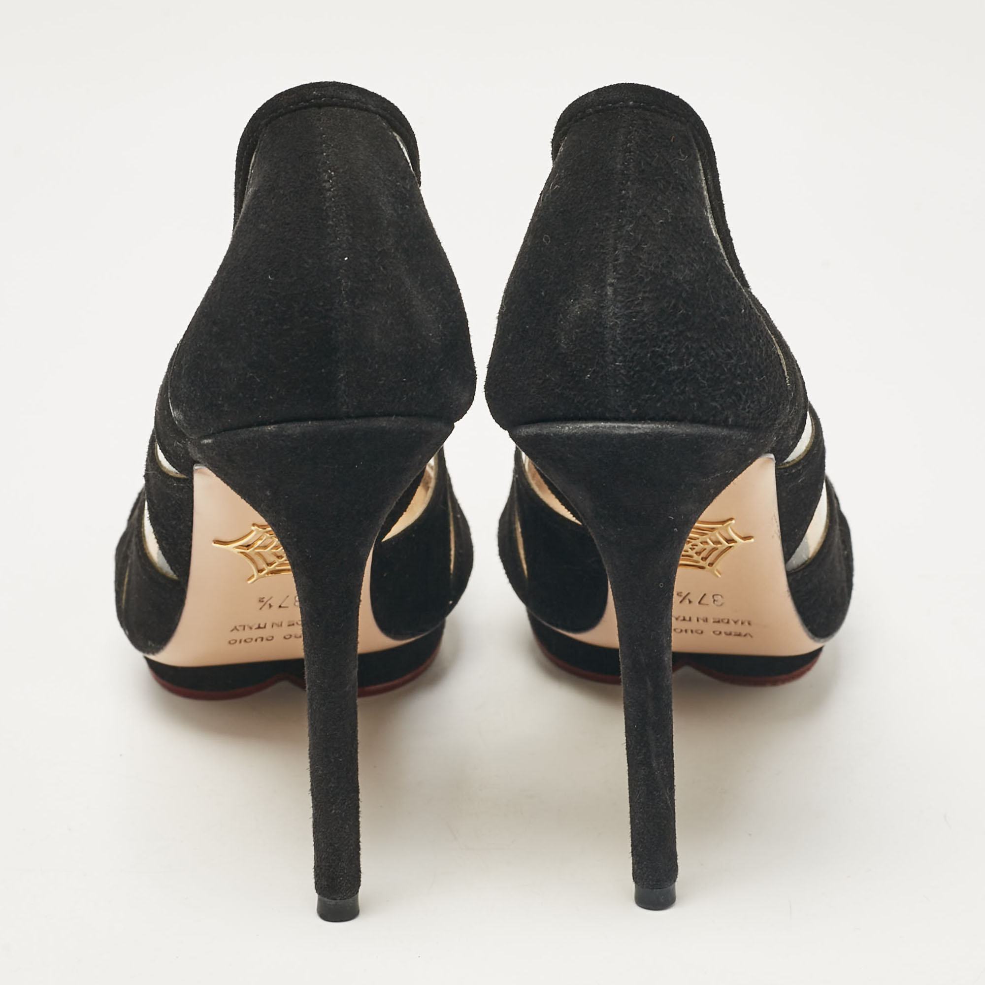 Charlotte Olympia Black PVC And Suede Platform Pumps Size 37.5