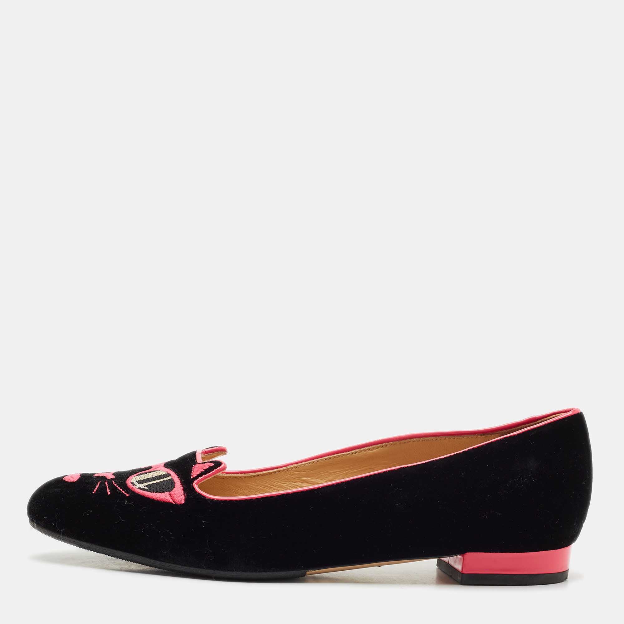Charlotte Olympia x Barbie Collection Black/Pink Velvet Kitty Ballet Flats Size
Charlotte Olympia x Barbie Collection Black/Pink Velvet Kitty Ballet Flats Size