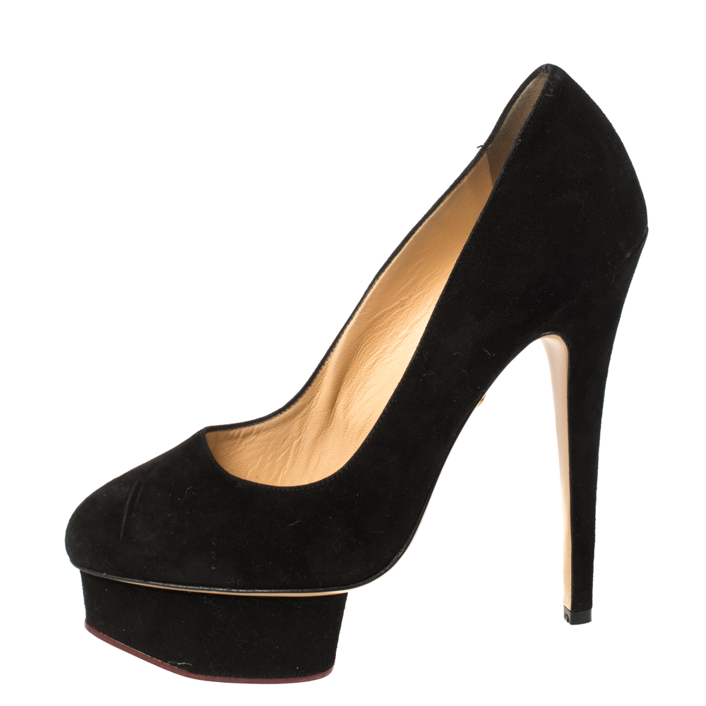 Charlotte Olympia Black Suede Leather Dolly Platform Pumps Size 
Charlotte Olympia Black Suede Leather Dolly Platform Pumps Size