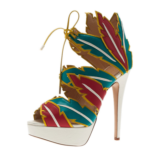 Image of Charlotte Olympia Multicolor Leather Cherokee Platform Sandals Size