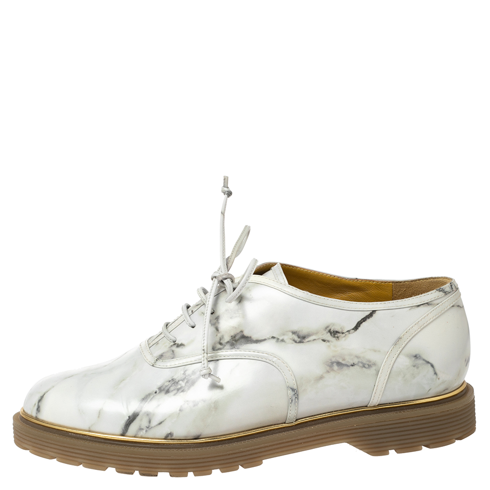 Charlotte Olympia Grey Leather Stephania Oxford Size 38