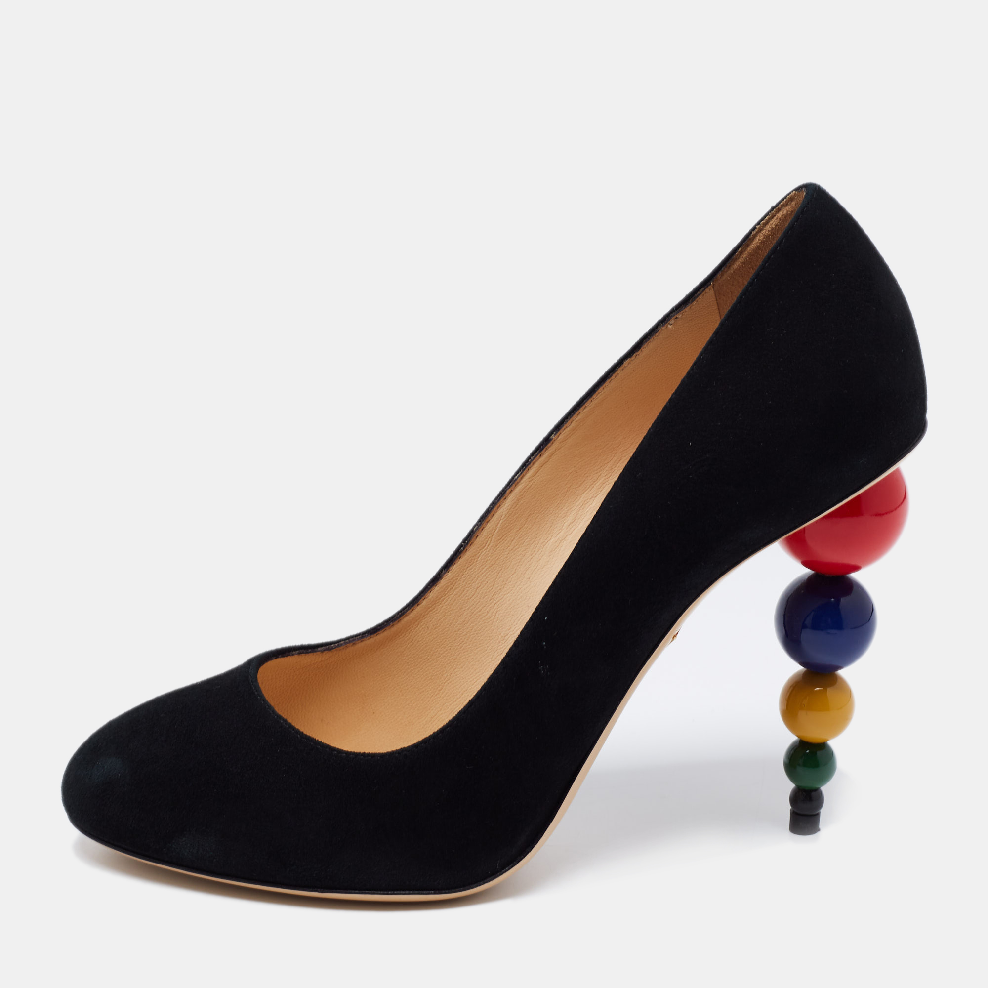 Charlotte olympia black suede mid century pumps size 37.5