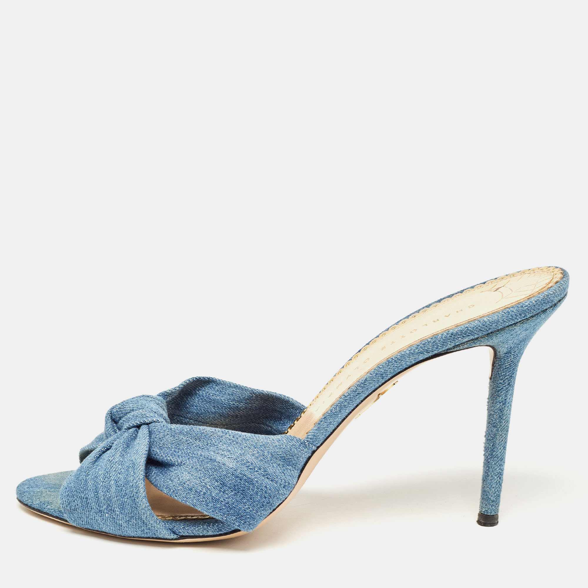 Charlotte olympia blue demin knotted slides size 41