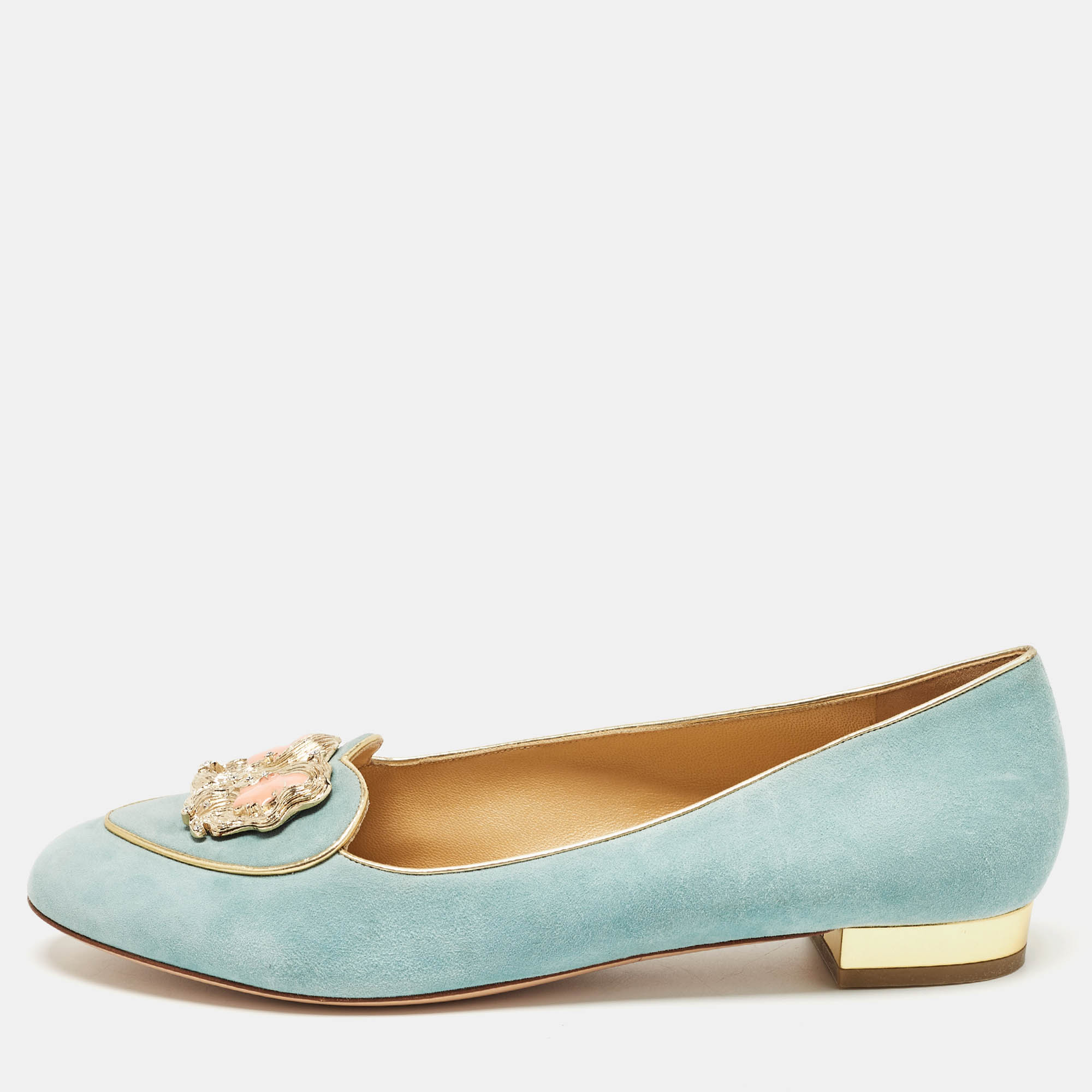 Charlotte olympia blue suede birthday zodiac gemini ballet flats size 42