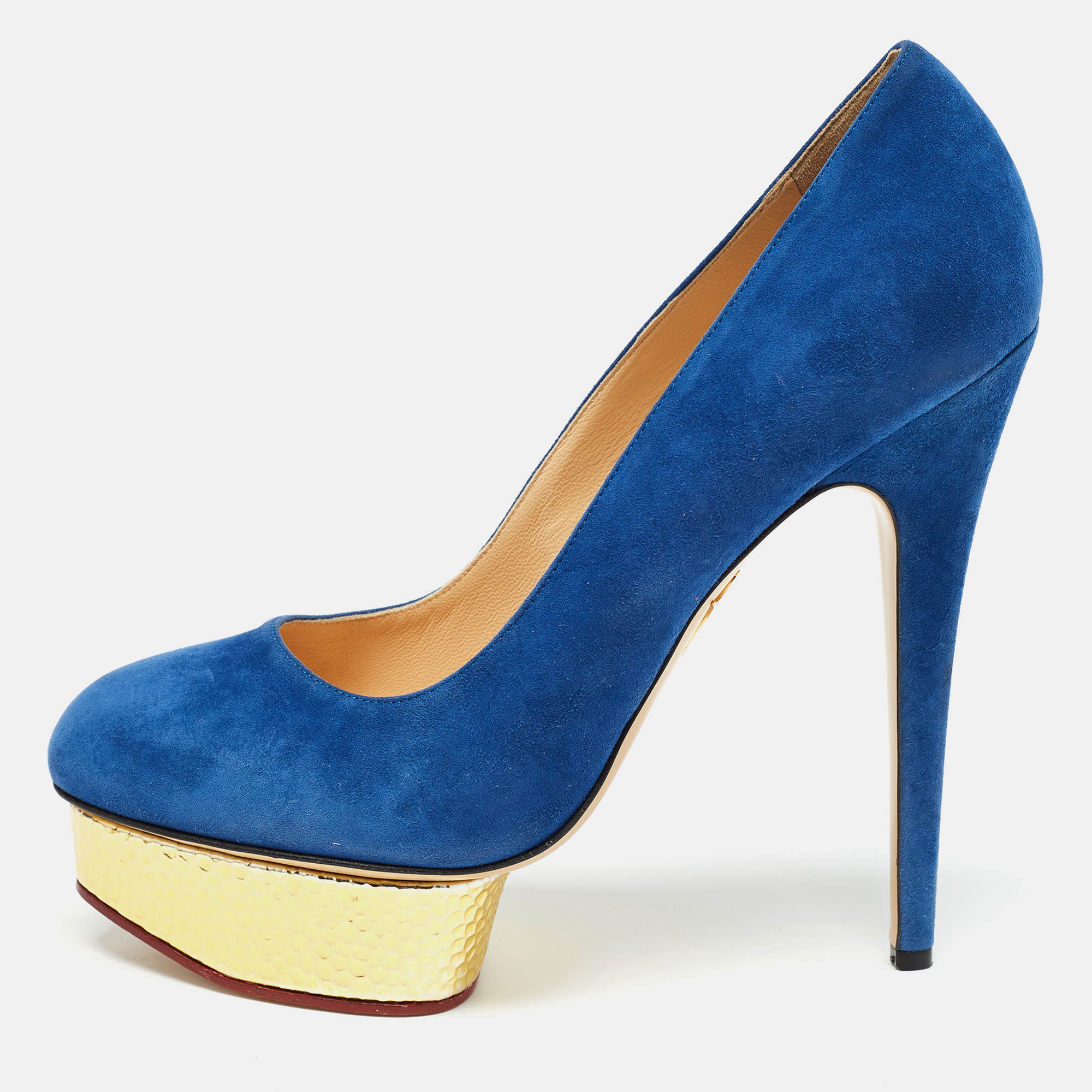 Charlotte olympia blue suede dolly pumps size 41