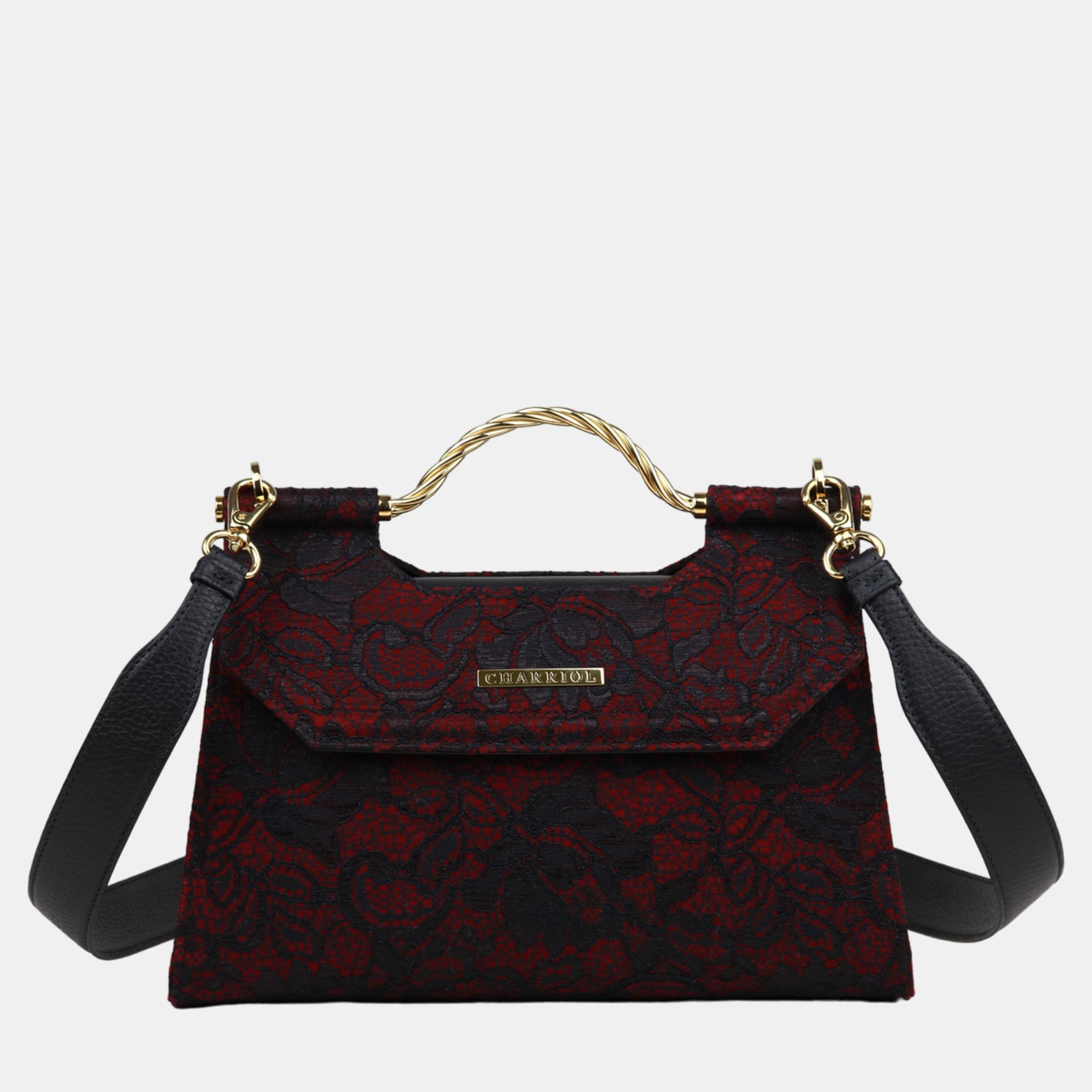 Charriol Red Leather Celtic Malia Handbag
