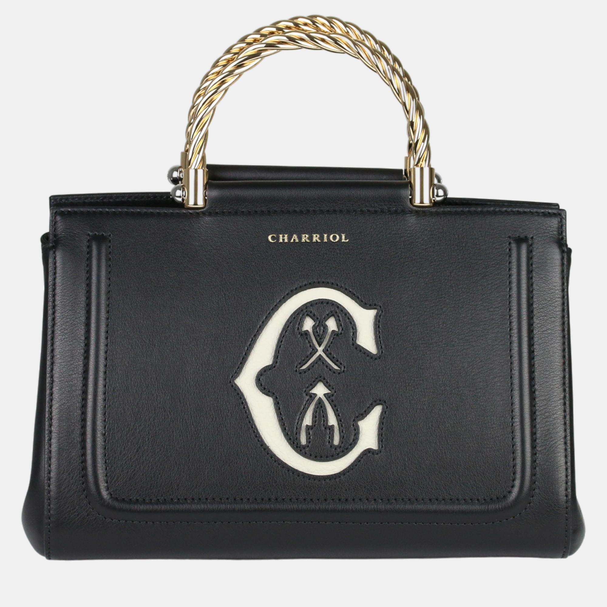 Charriol black leather marie olga handbag