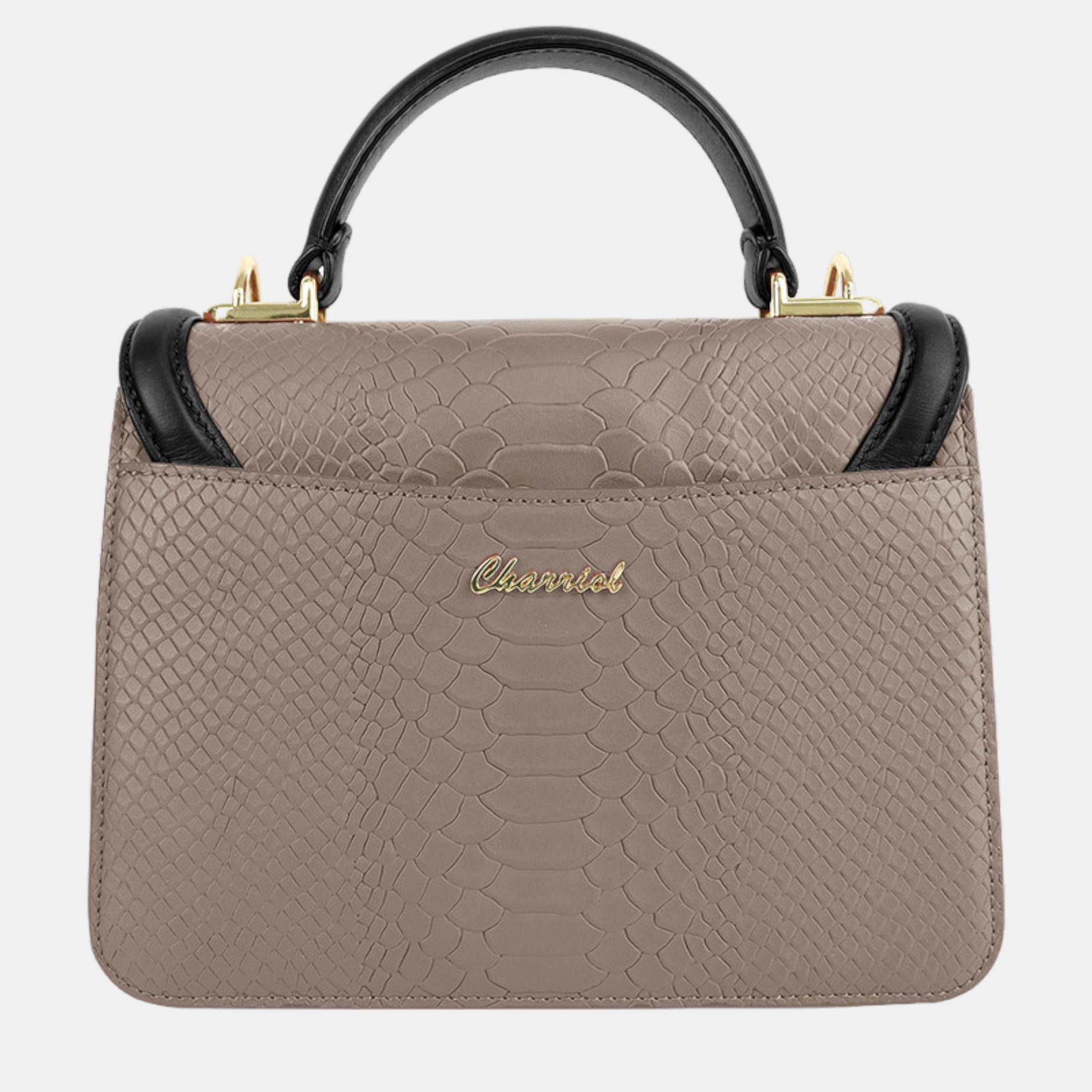 Charriol Stone/ Black Leather LAETITIAclassic Handbag