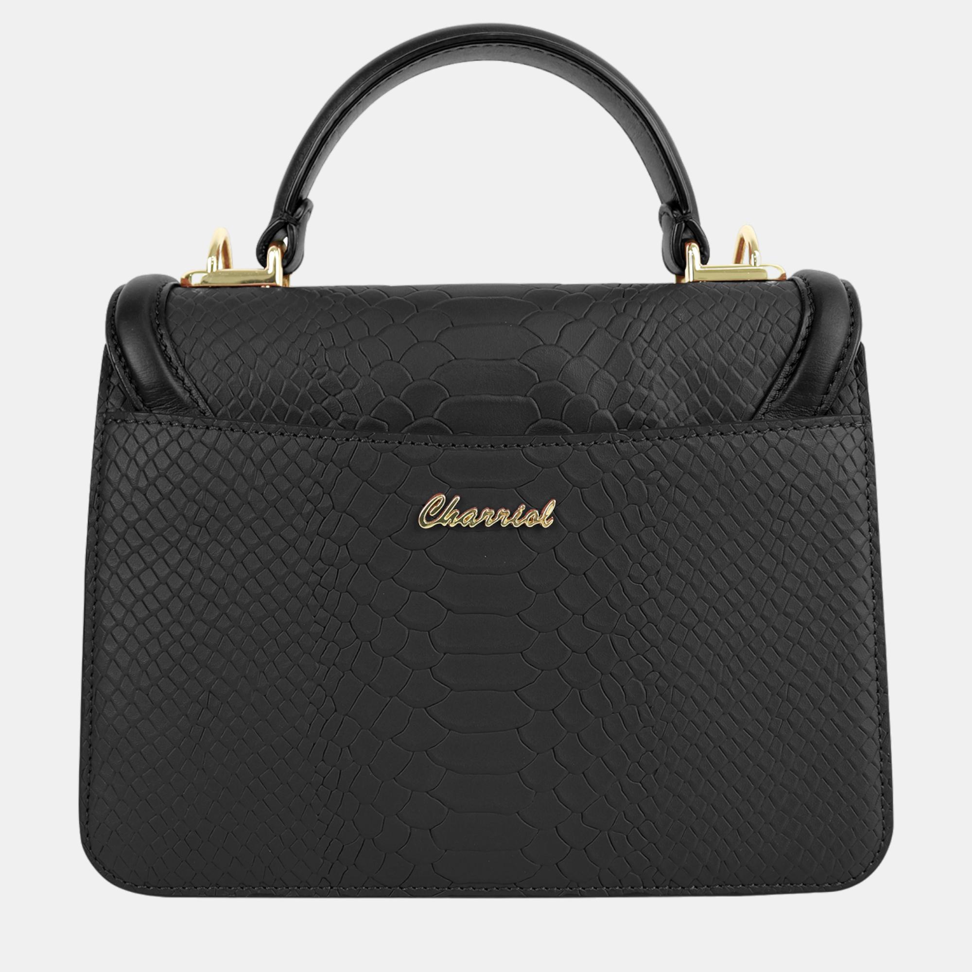 Charriol Black Leather LAETITIA Handbag