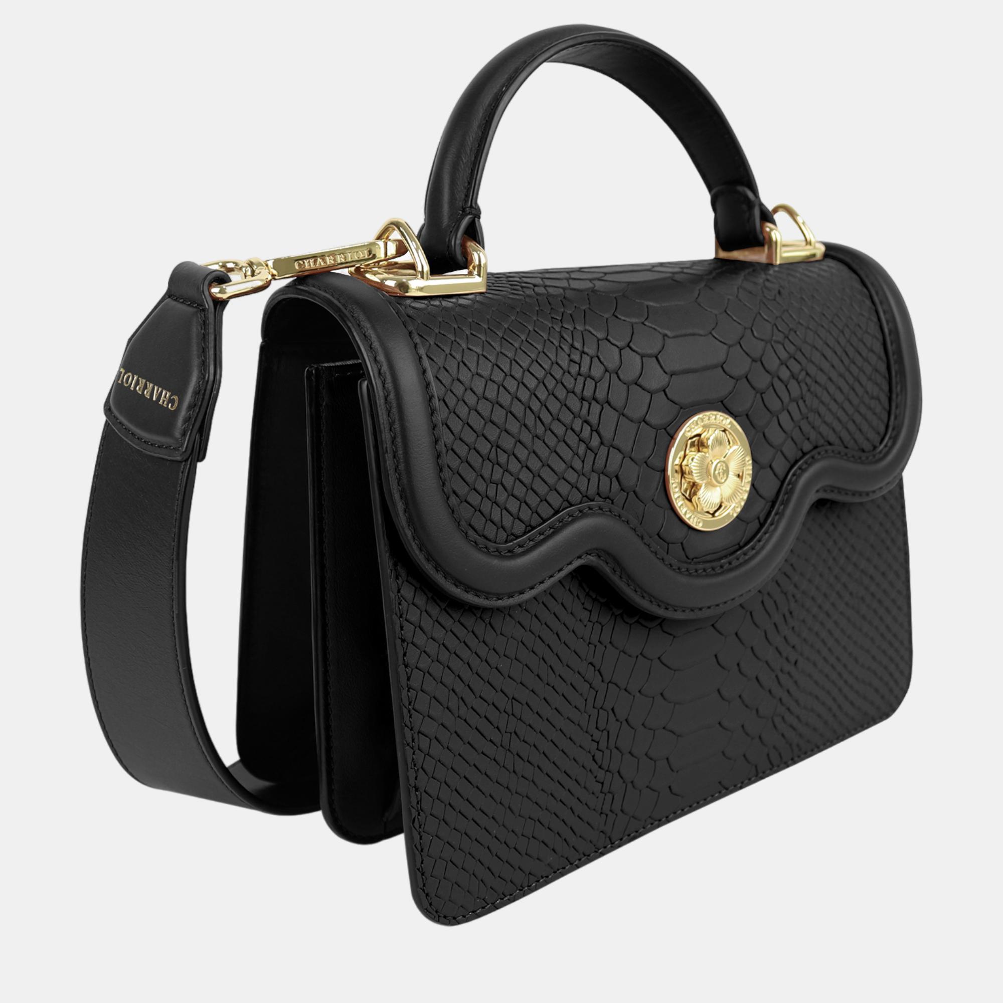 Charriol Black Leather LAETITIA Handbag