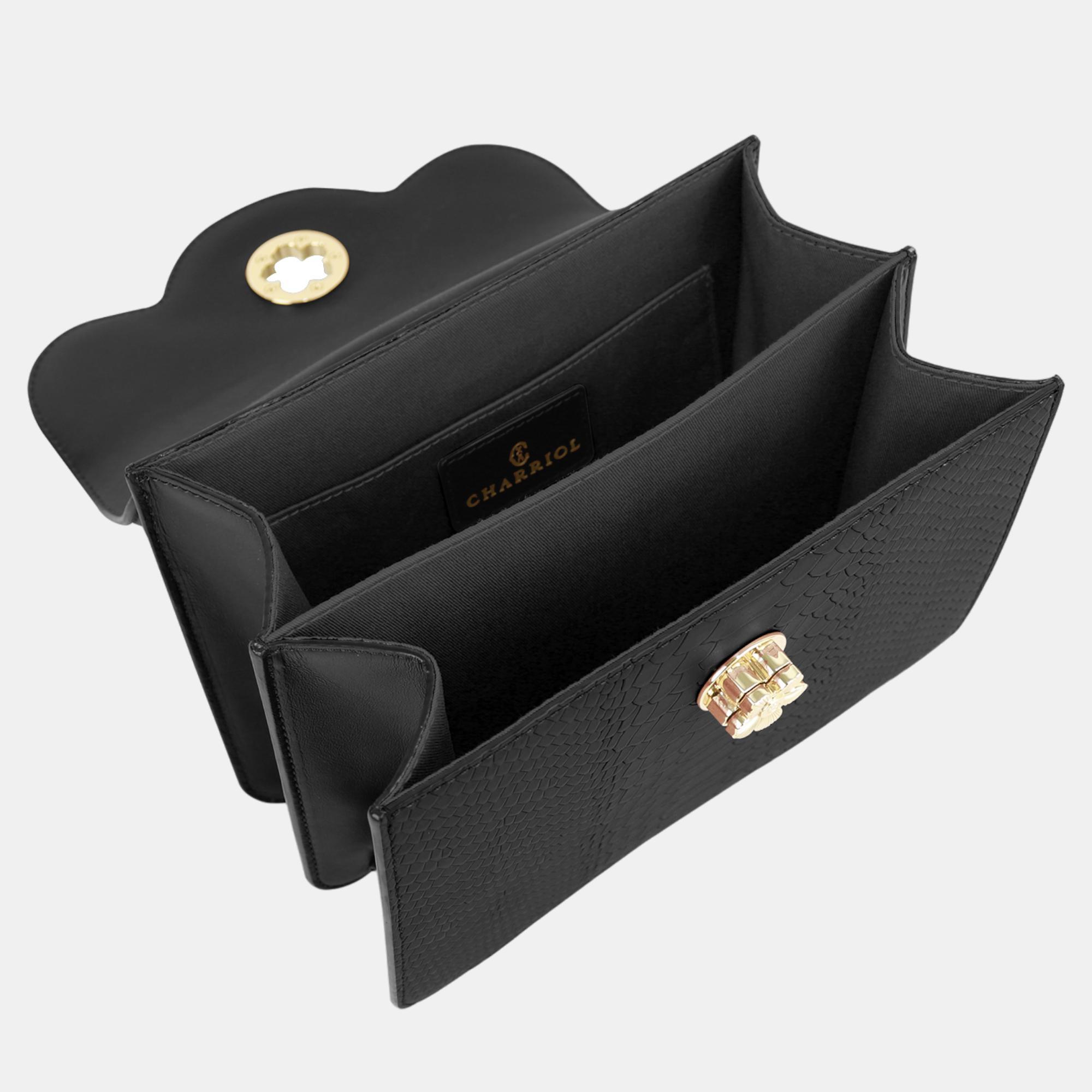 Charriol Black Leather LAETITIA Handbag