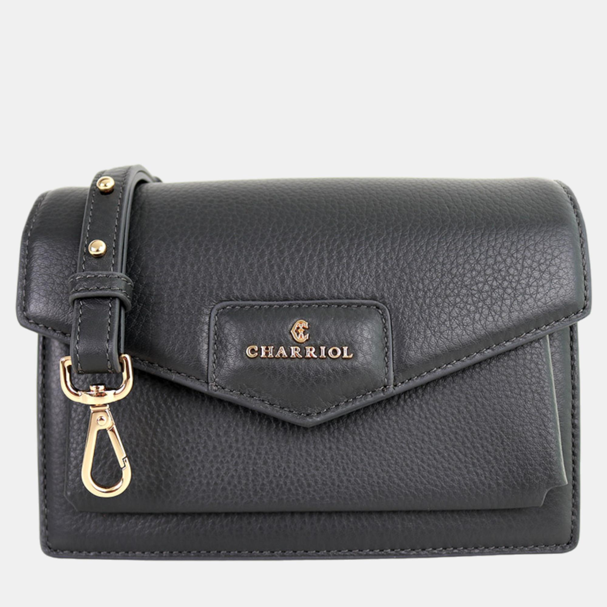 Charriol Deep Grey Leather Twilight Handbag