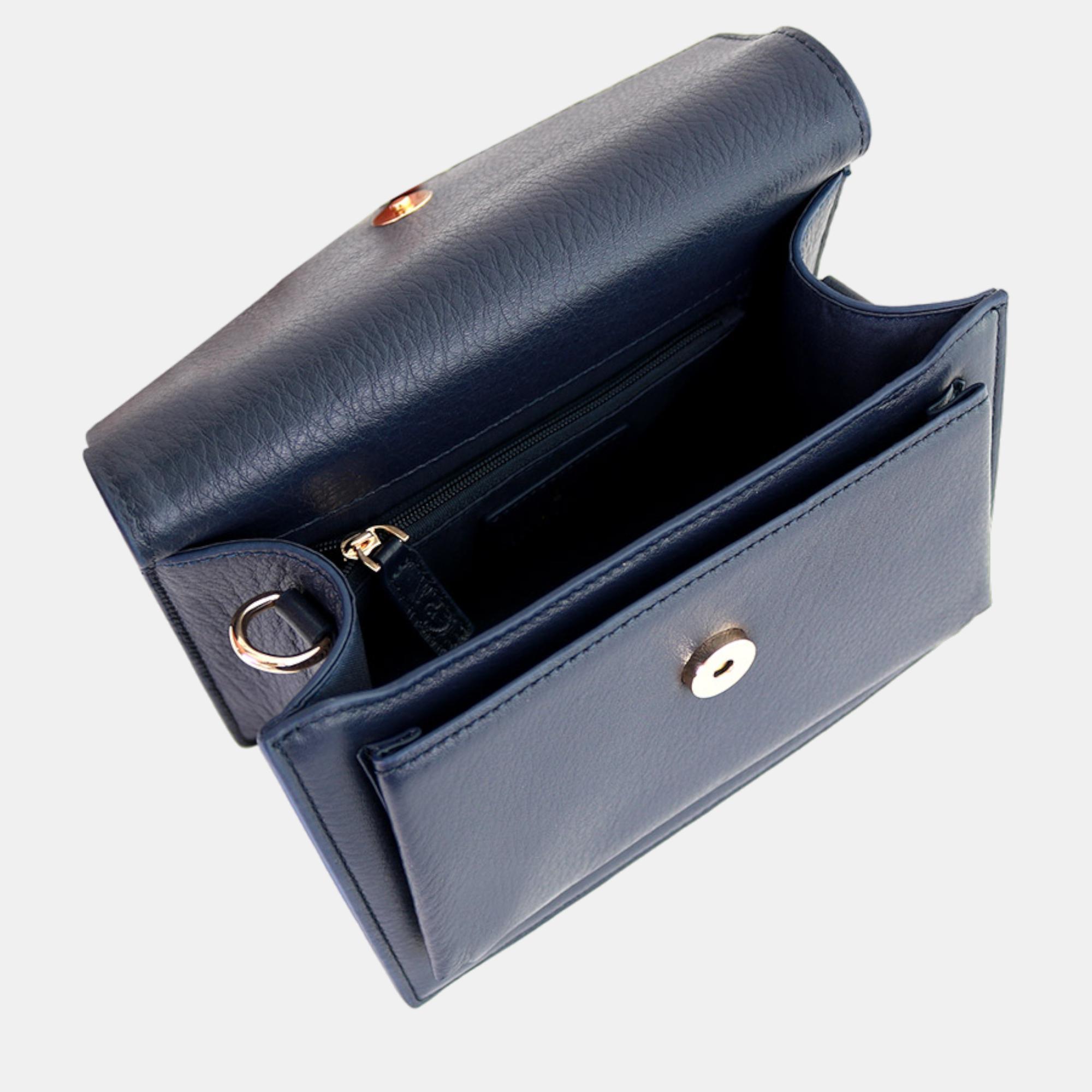 Charriol Navy Leather Twilight Handbag