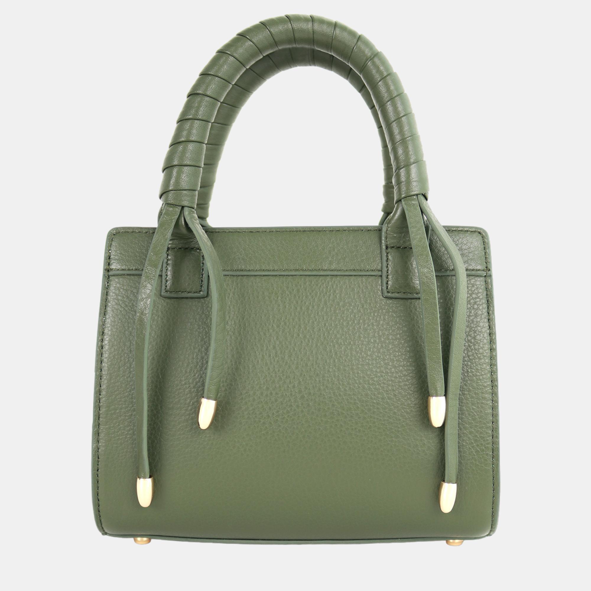 Charriol Military Green/Off White Leather Forever Handbag