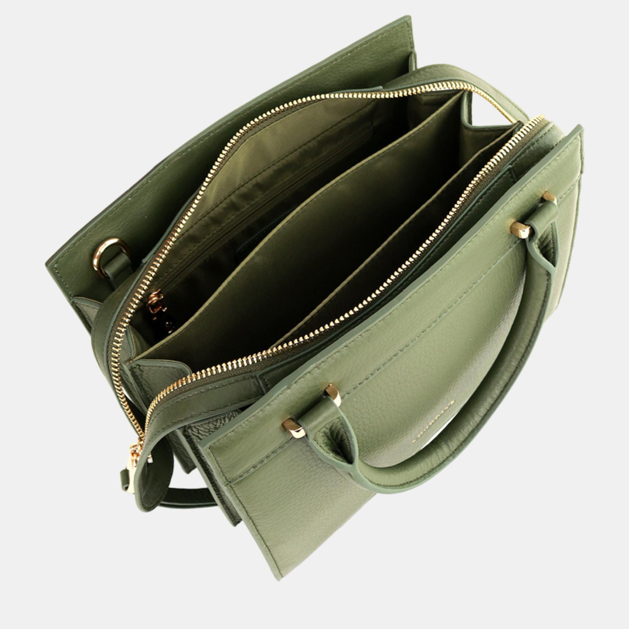 Charriol Military Green Leather Forever Handbag