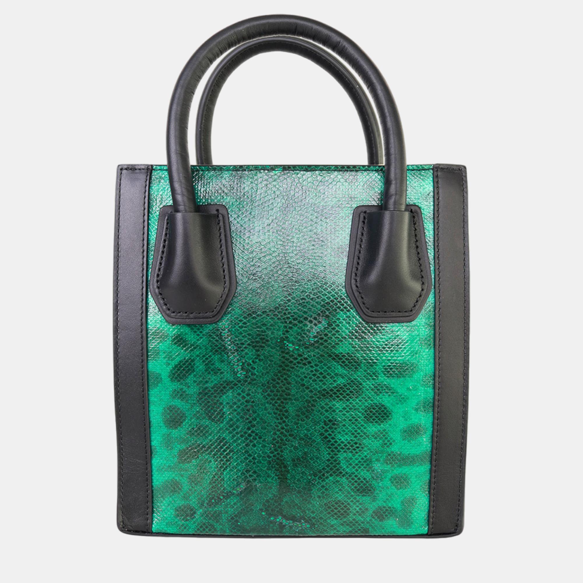 Charriol Green Leather Tote Exotic Skin Handbag