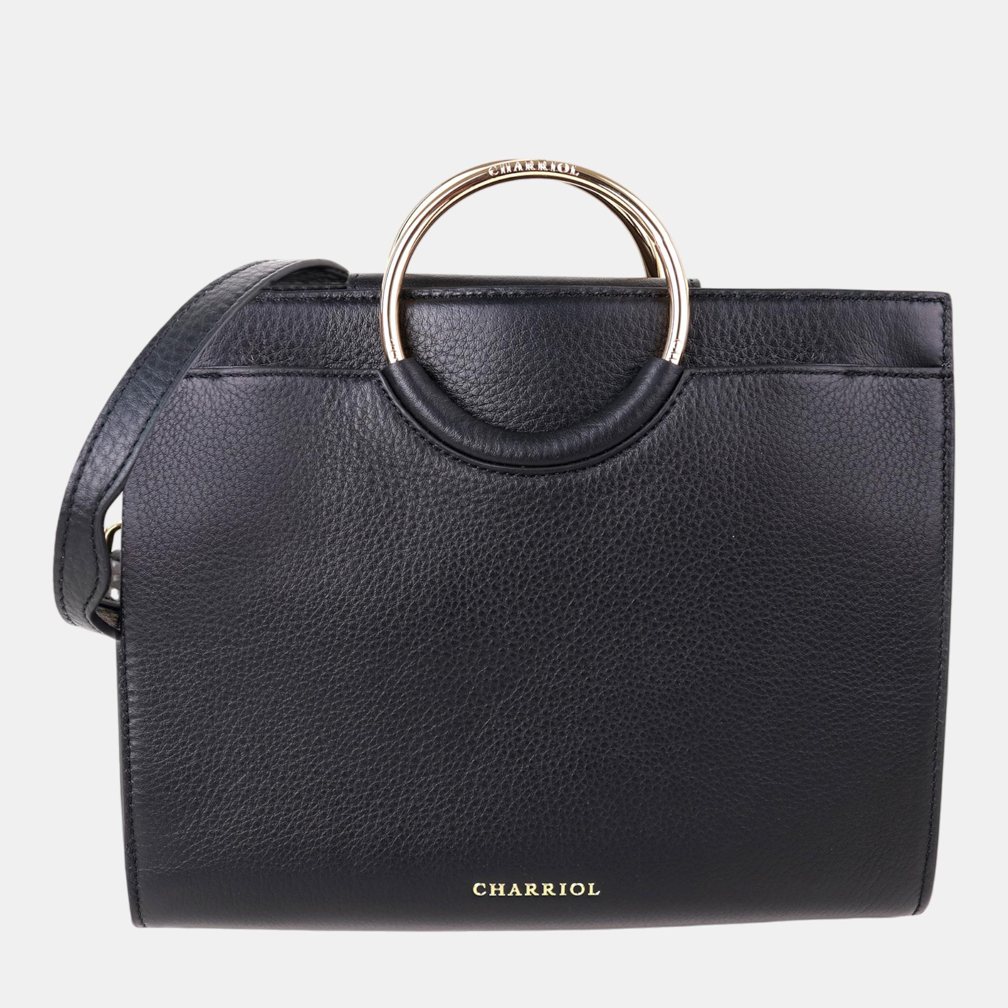Charriol black/light brown leather forever handbag