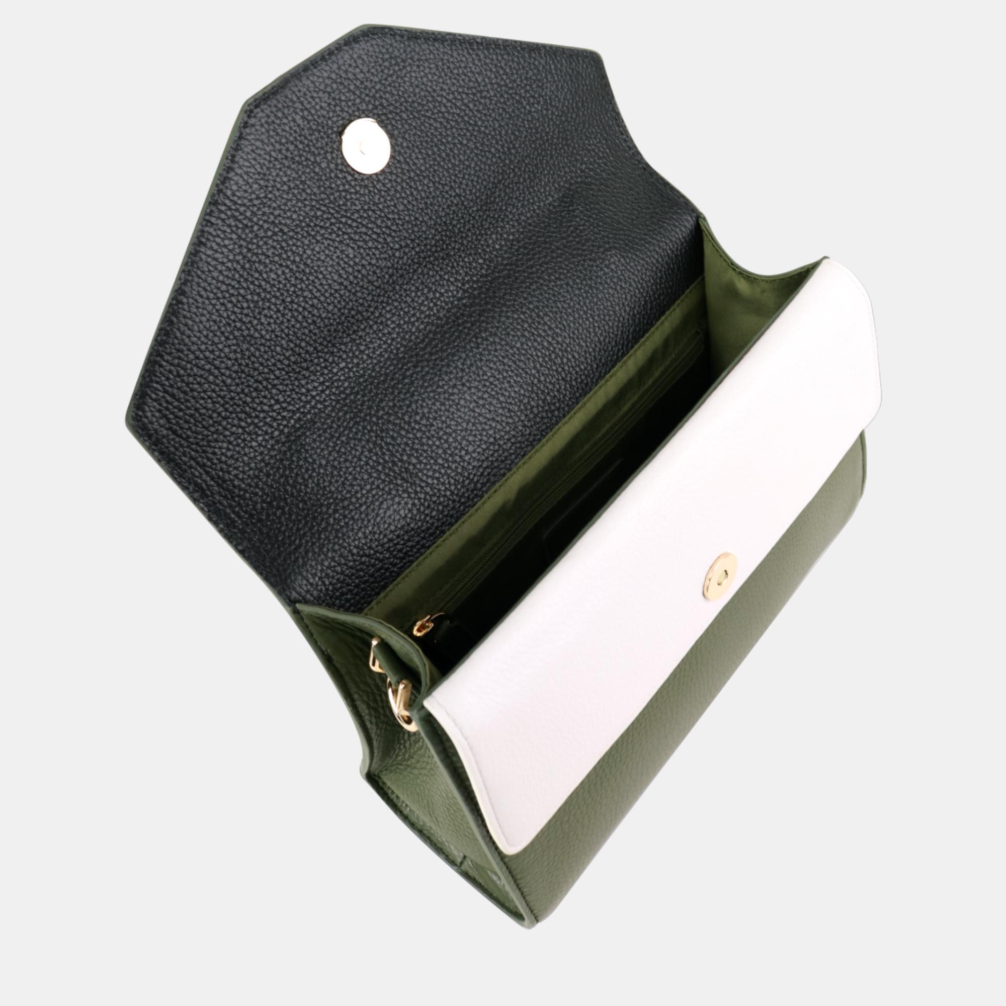 Charriol Military/Off White Leather Forever Handbag