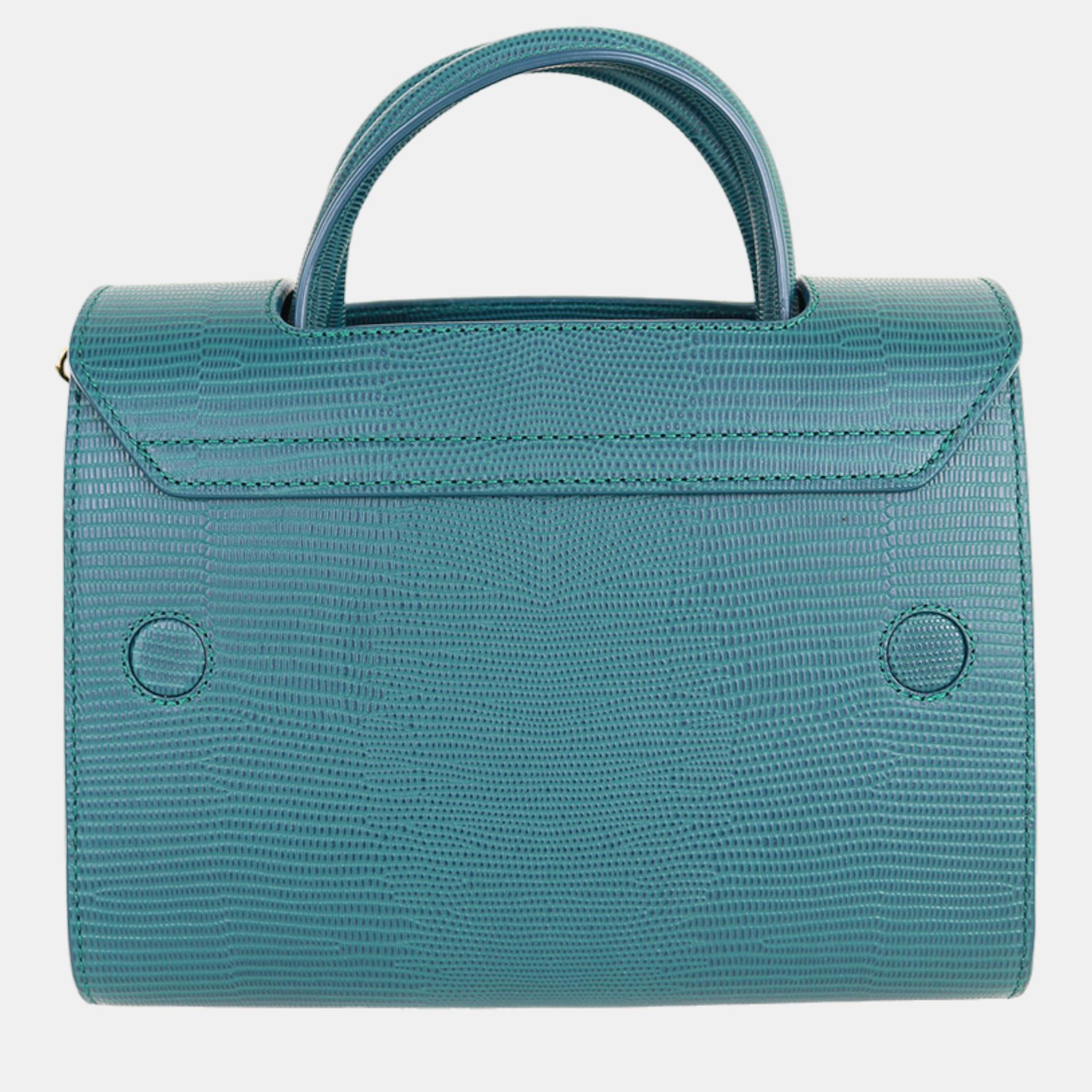 Charriol Green Leather Chameleon Handbag