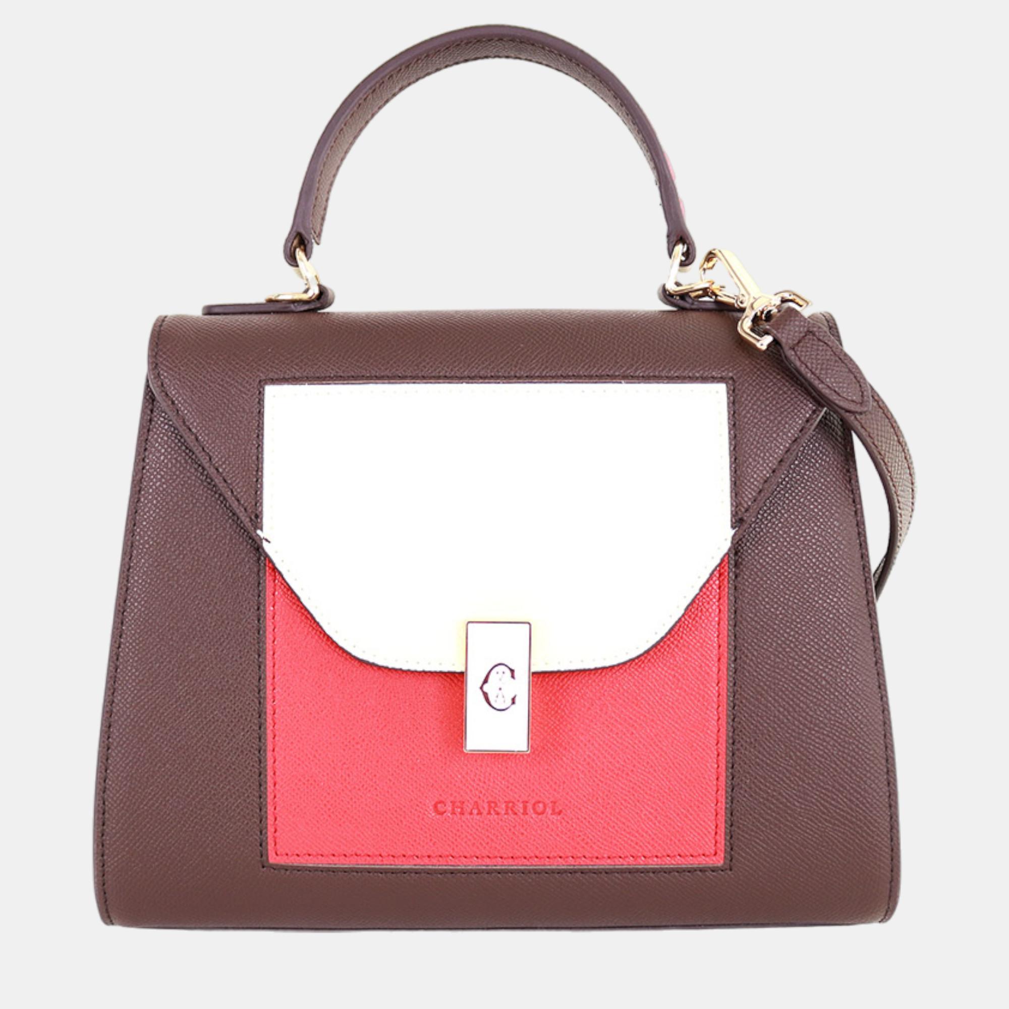 Charriol Brown & Red Leather LE REVE Handbag