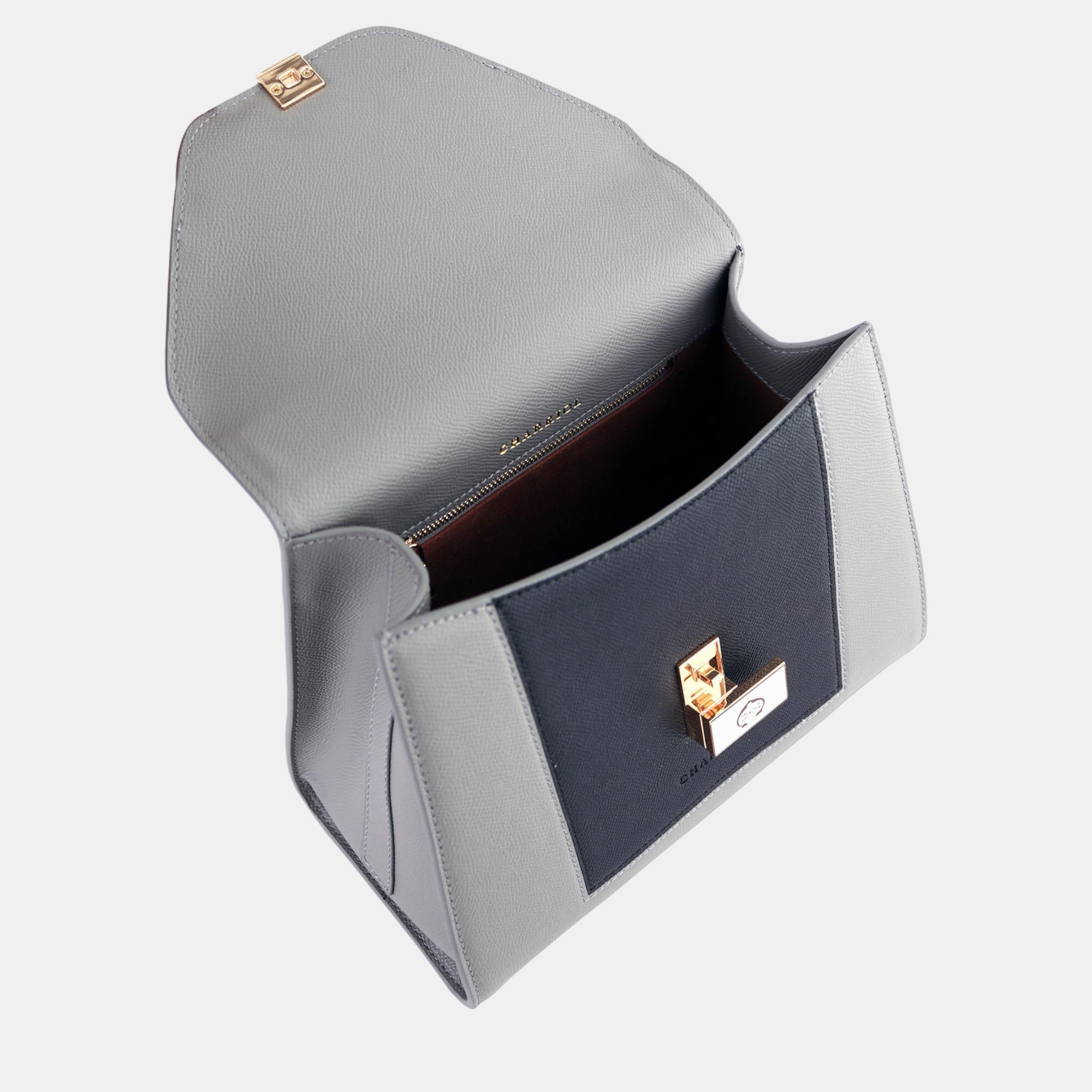 Charriol Grey & Black Leather LE REVE Handbag