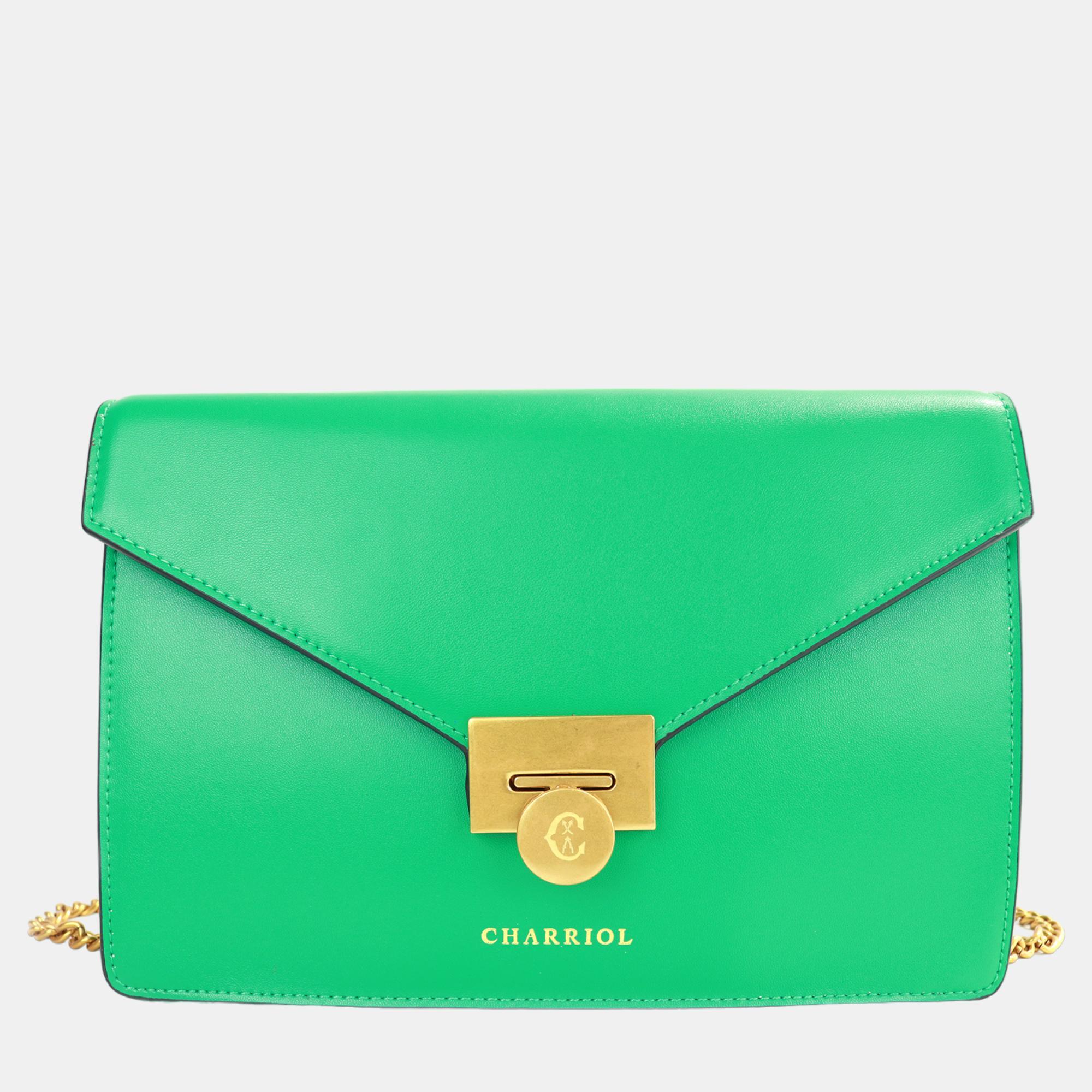Charriol Green Leather TWIST Handbag