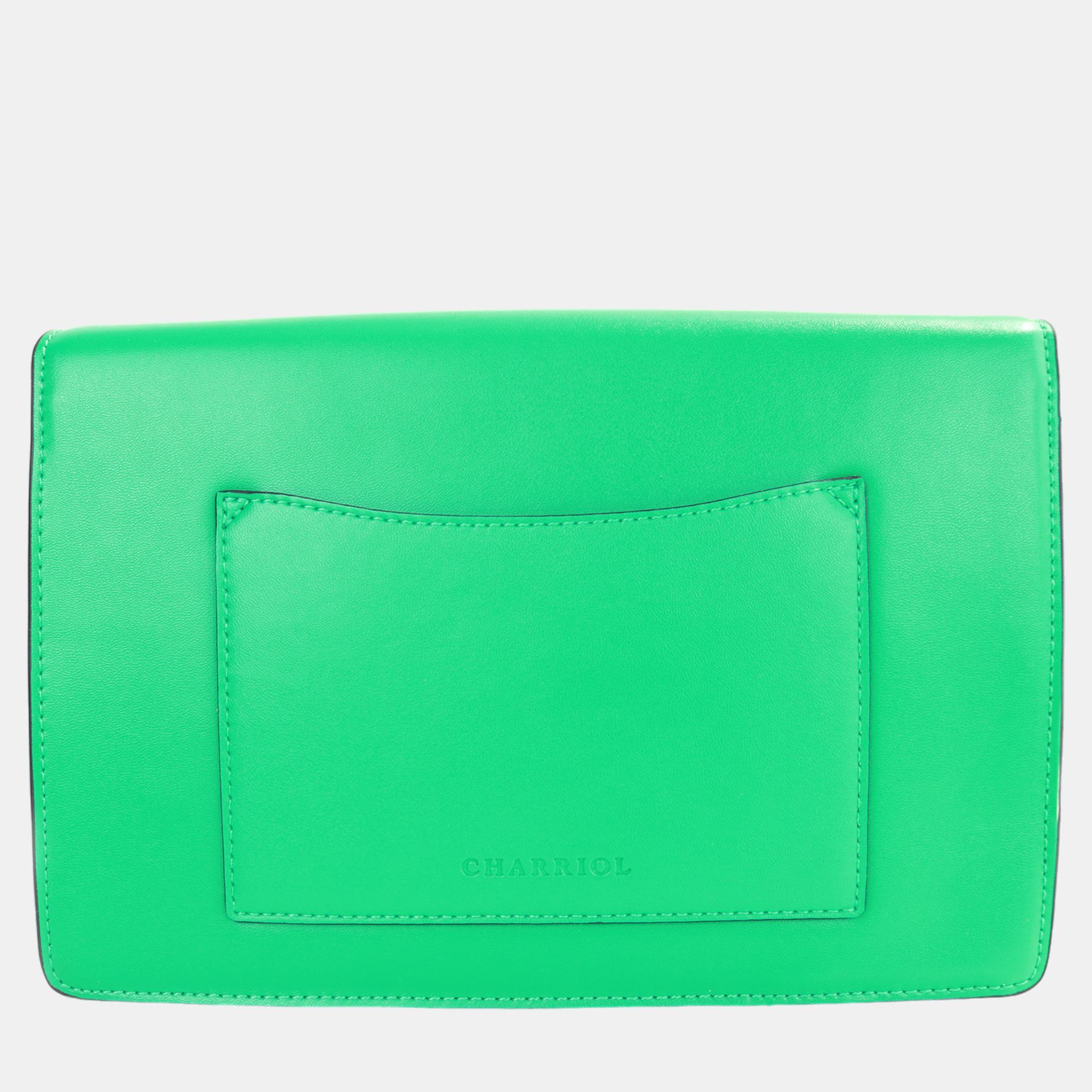 Charriol Green Leather TWIST Handbag