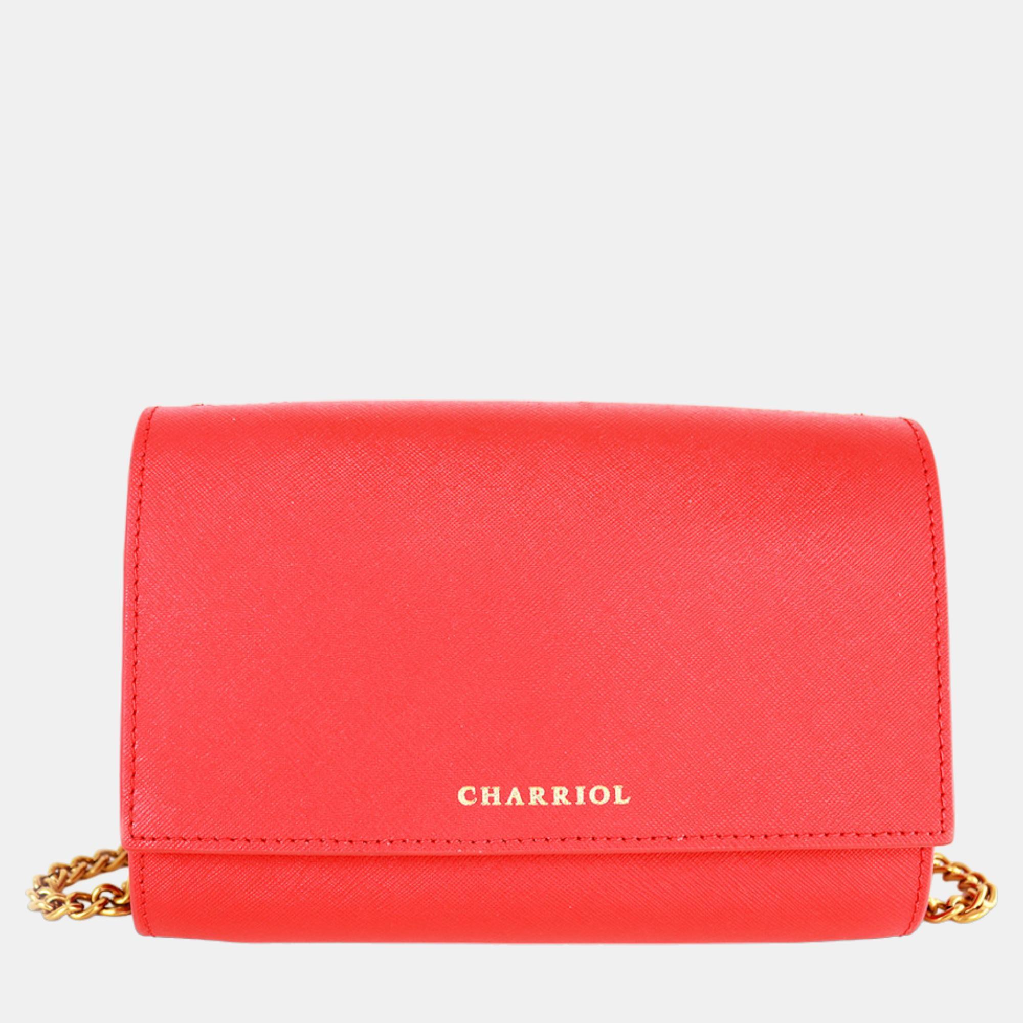 Charriol red leather chameleon crossbody