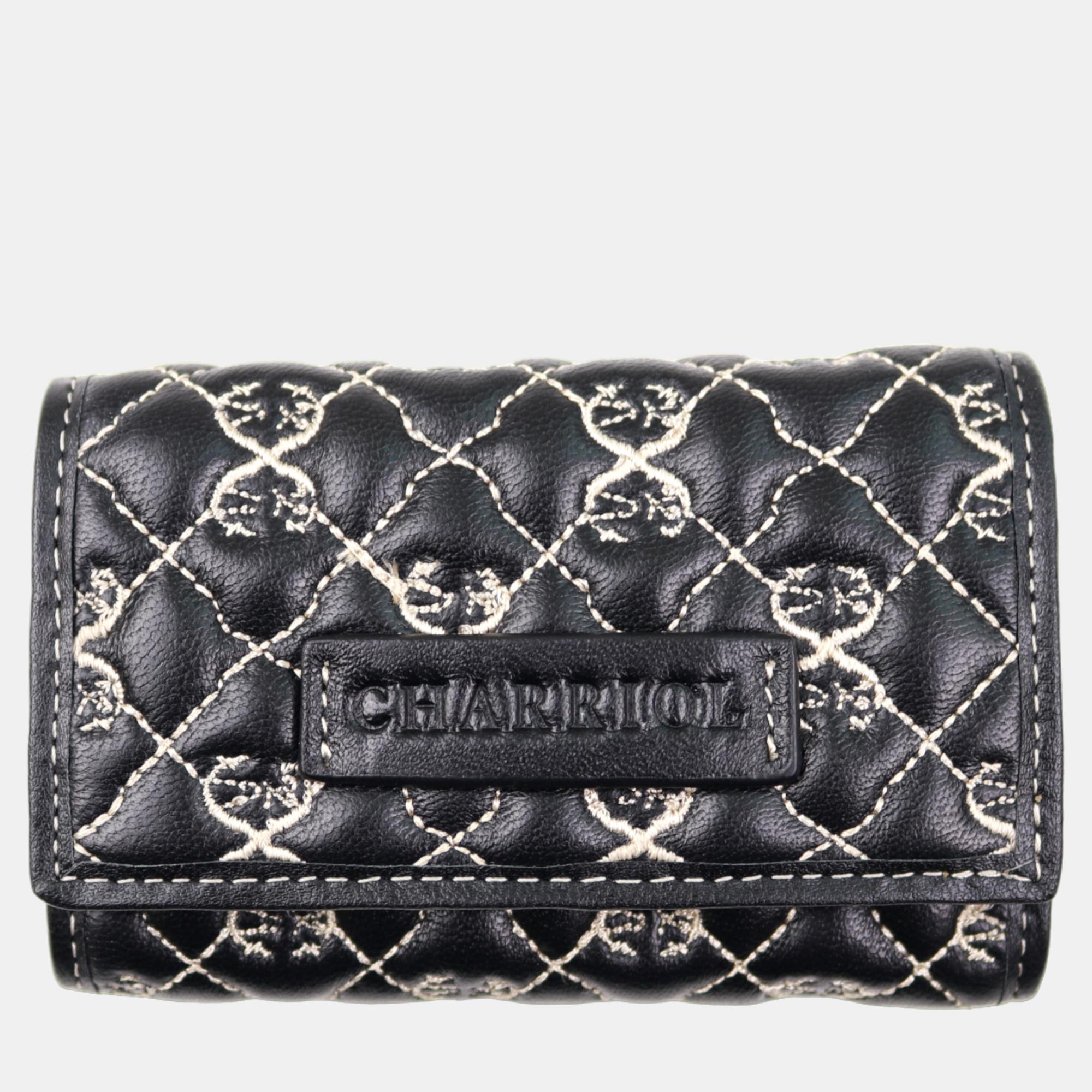 Charriol Black / Beige Leather Quilted Purses