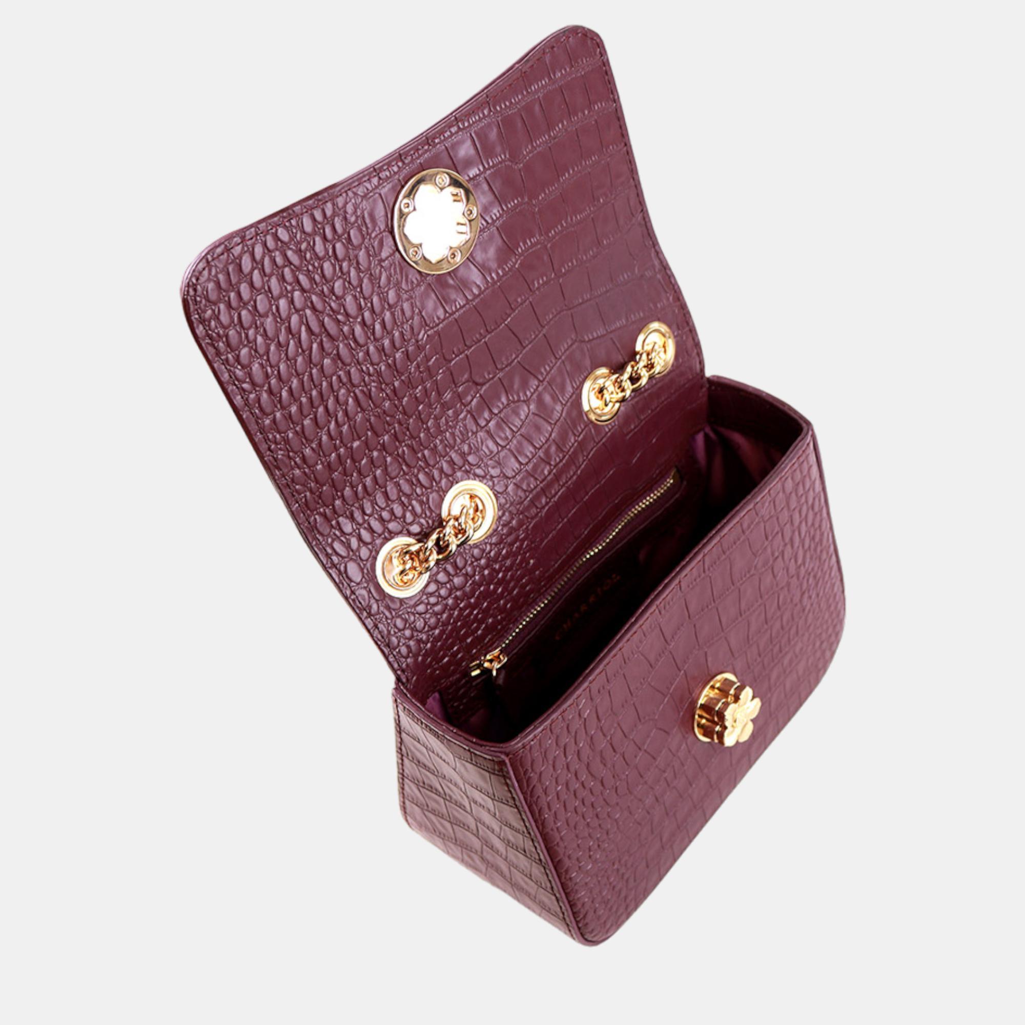 Charriol Bordeaux Leather LaetitiaClassic Handbag