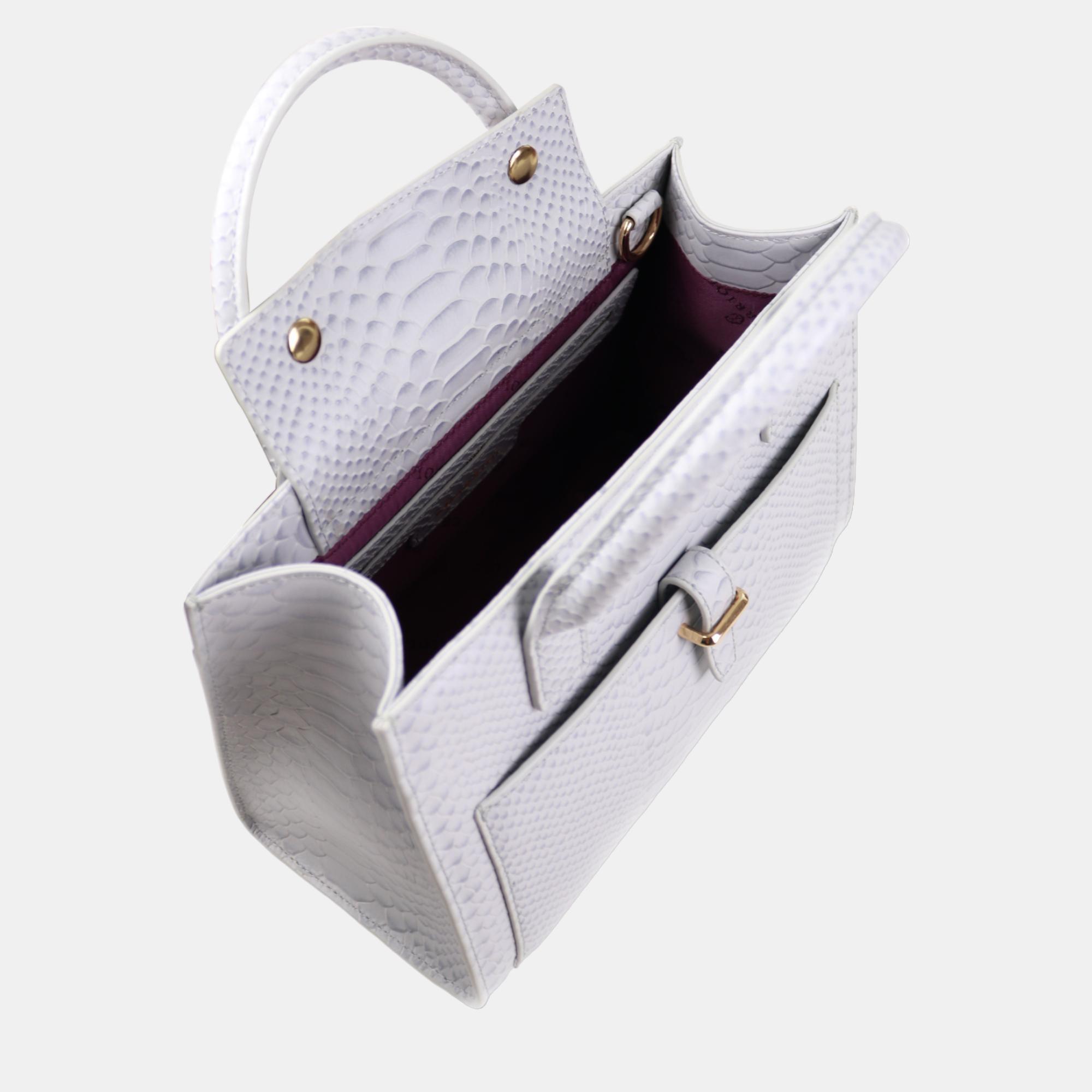 Charriol Light Grey Leather Christina Handbag