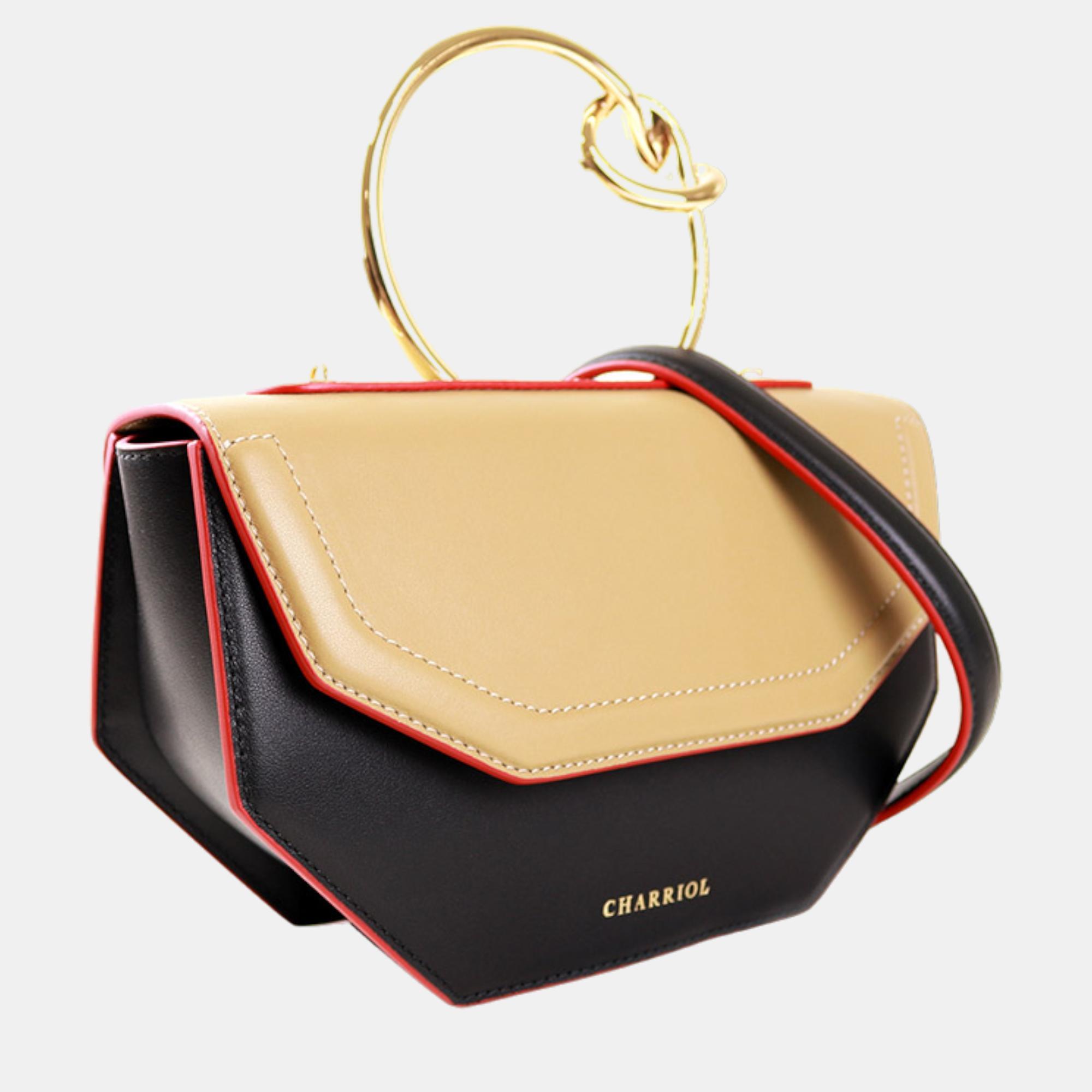 Charriol Black/Yellow Leather ZENITUDE Handbag