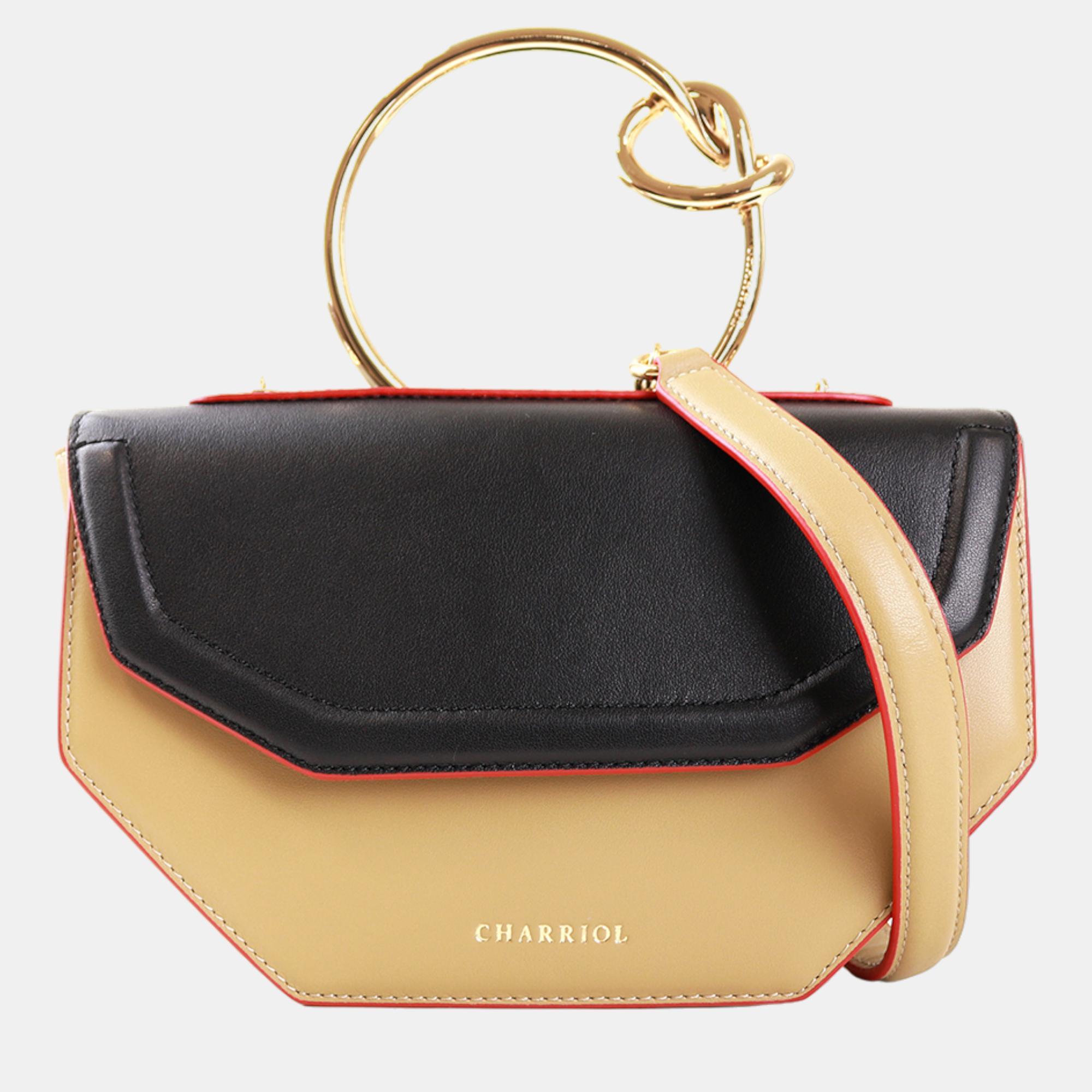 Charriol yellow/black leather zenitude handbag