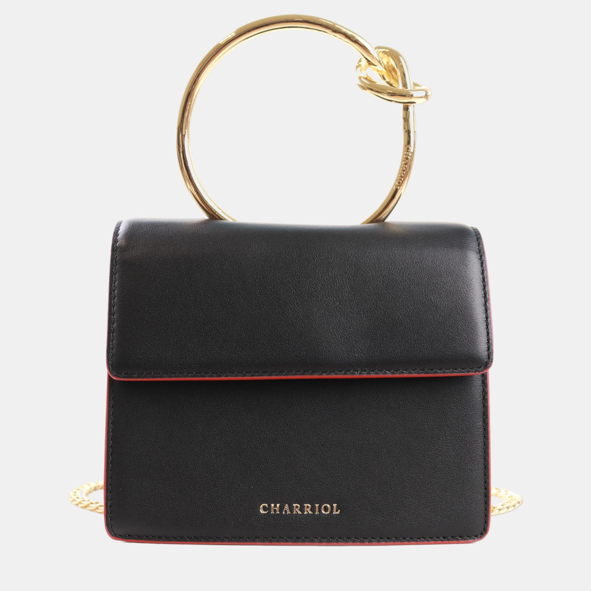 Charriol black leather zenitude handbag