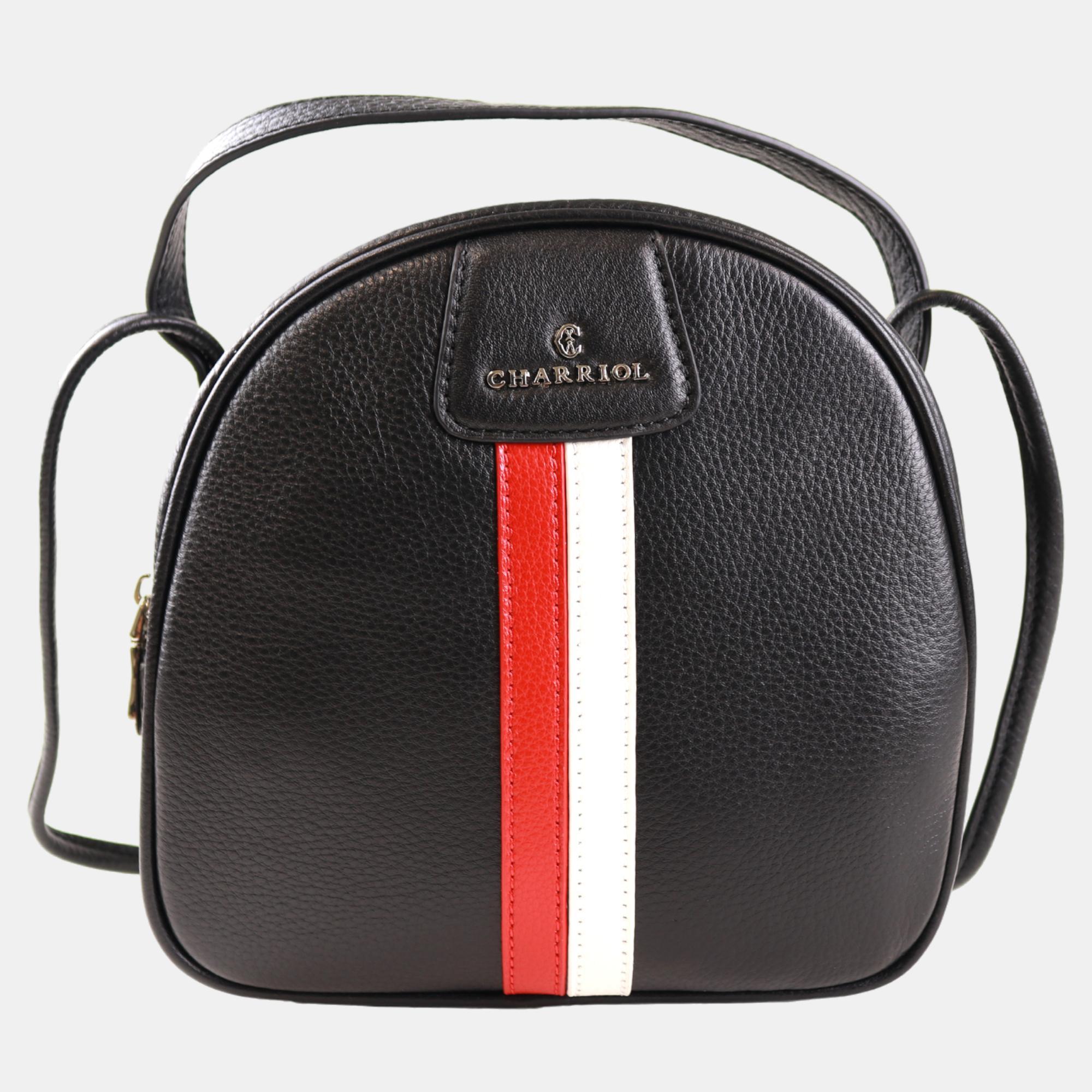 Charriol black leather conic handbag
