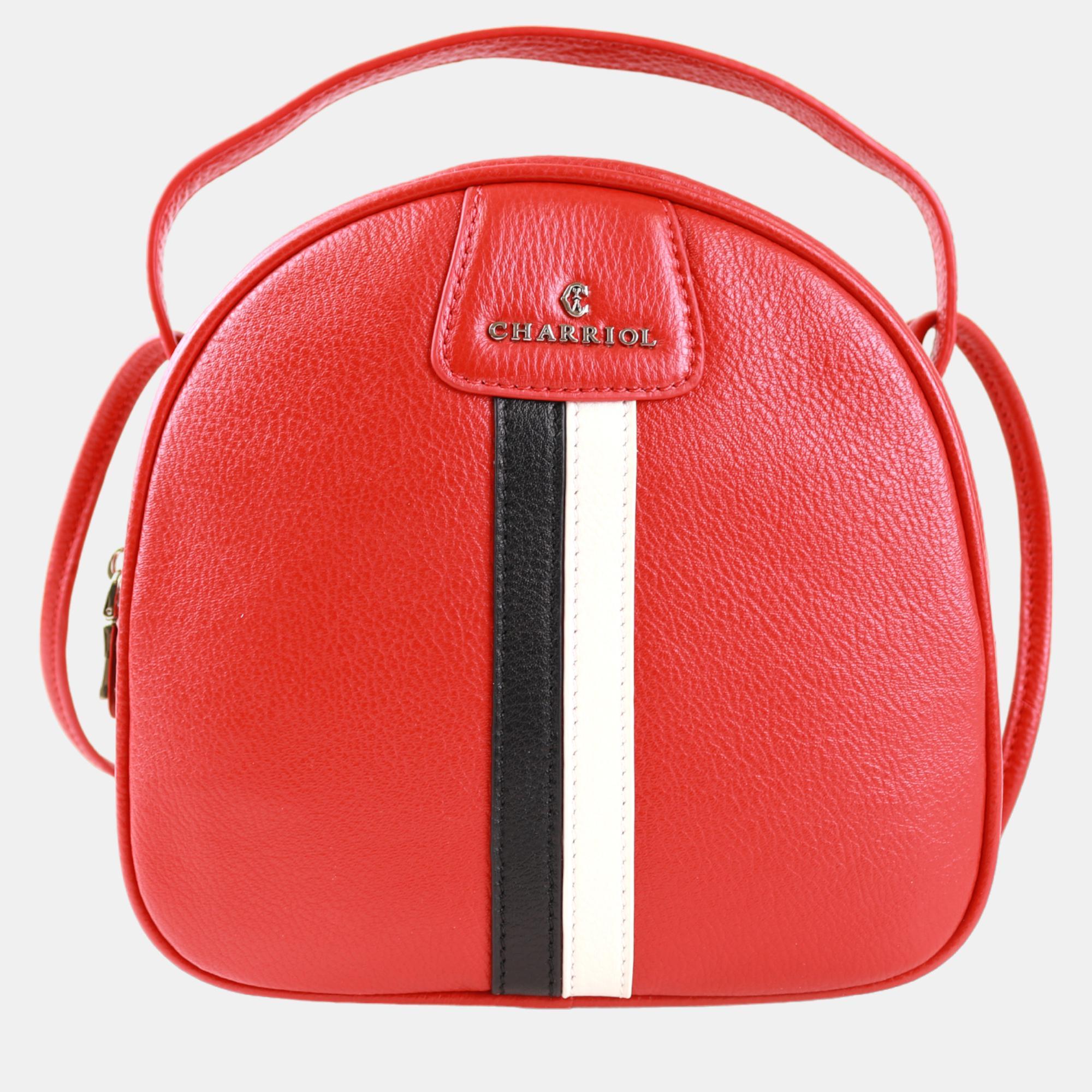 Charriol Red Leather Conic Handbag