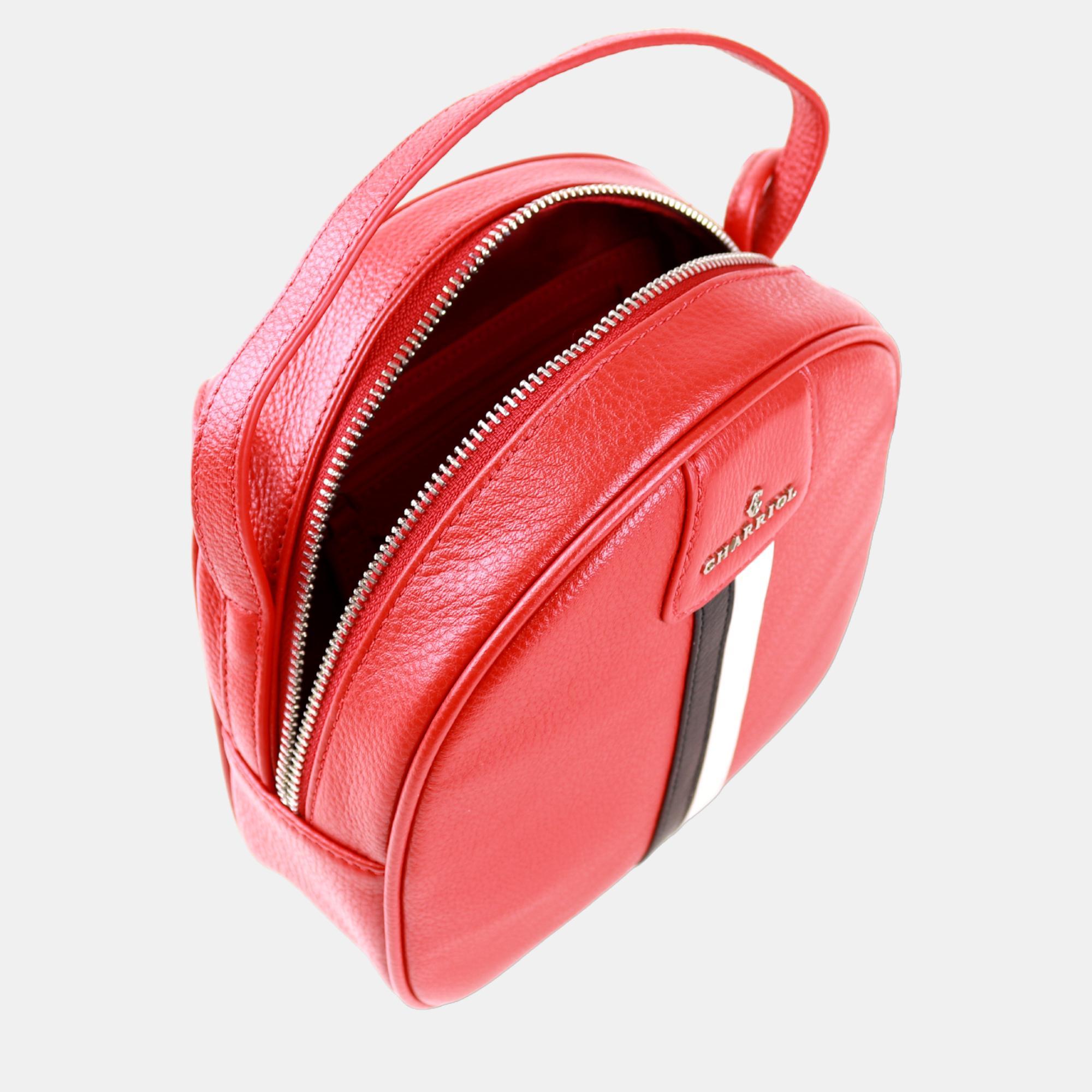 Charriol Red Leather Conic Handbag