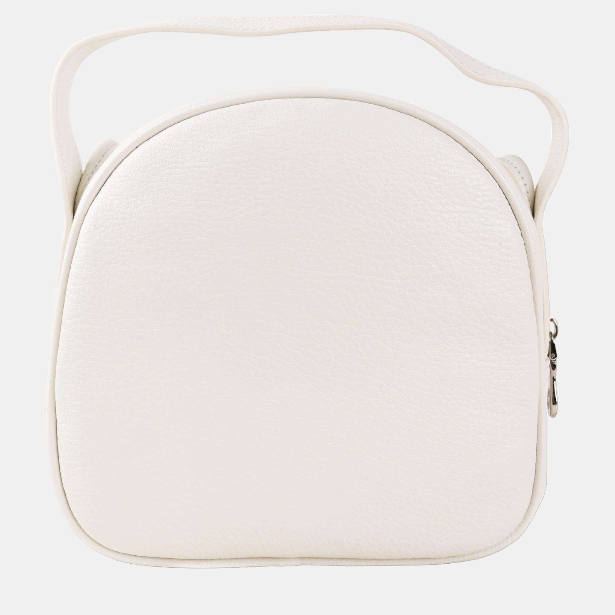 Charriol White Leather Conic Handbag
