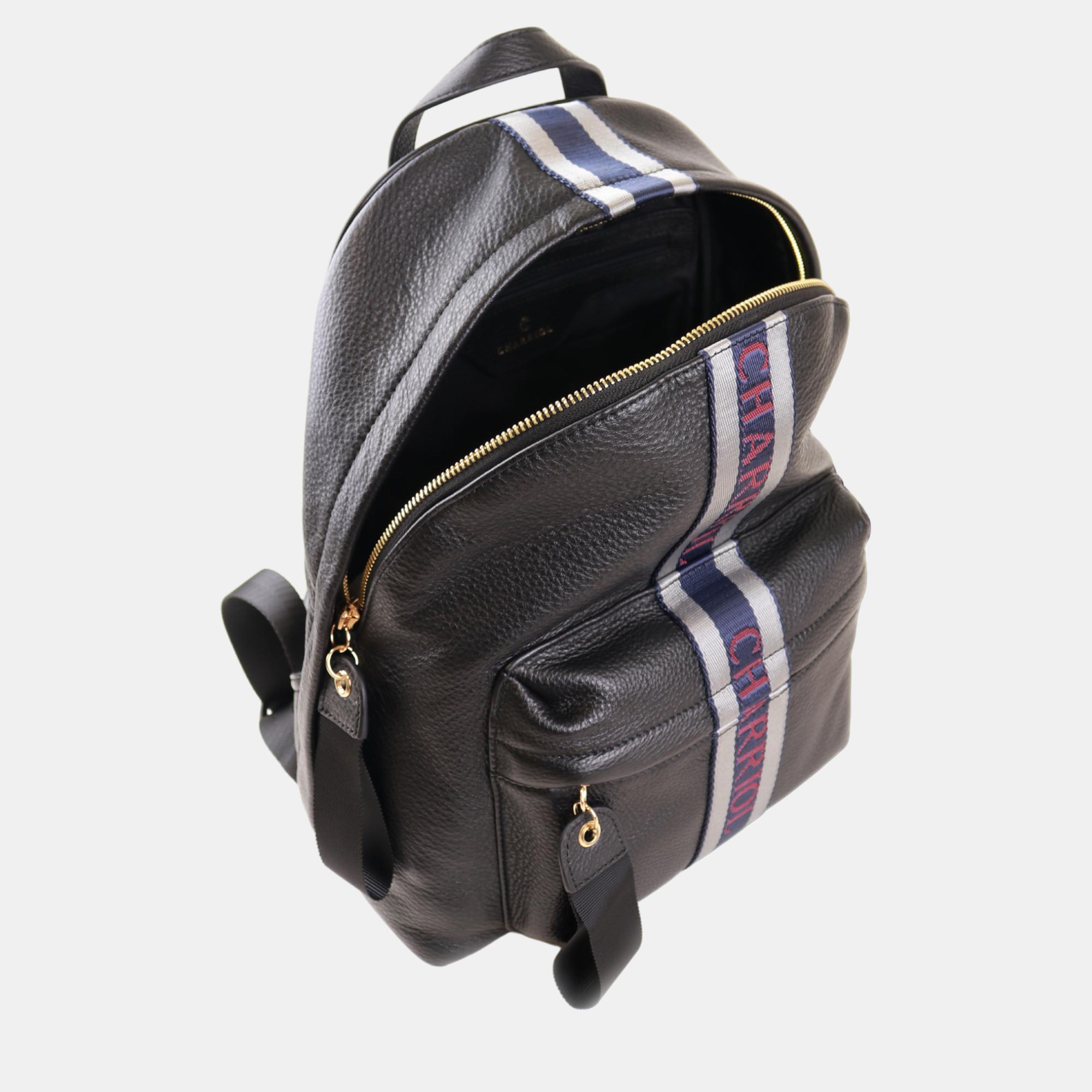 Charriol Black Leather Deauville Back Pack