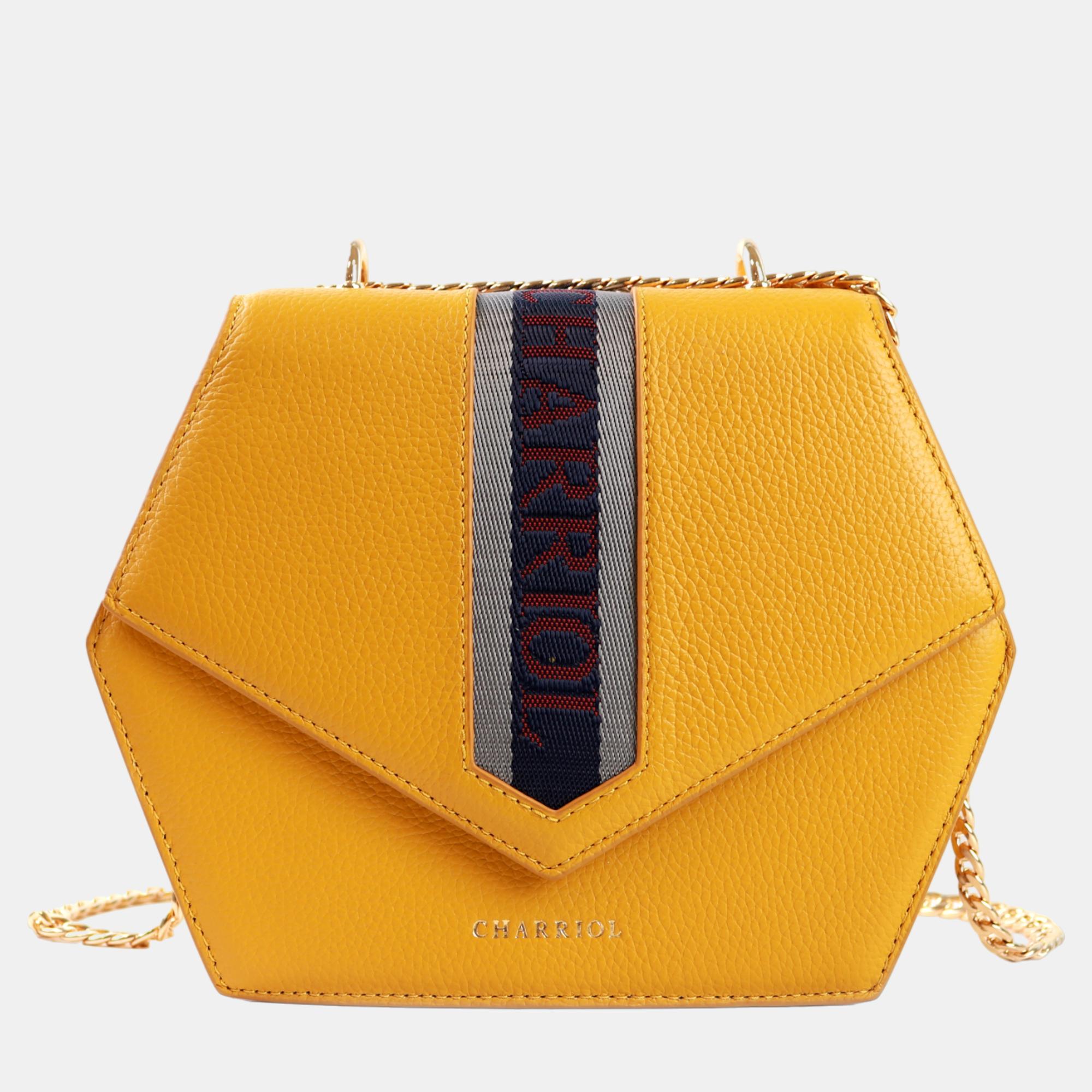 Charriol yellow leather deauville crossbody