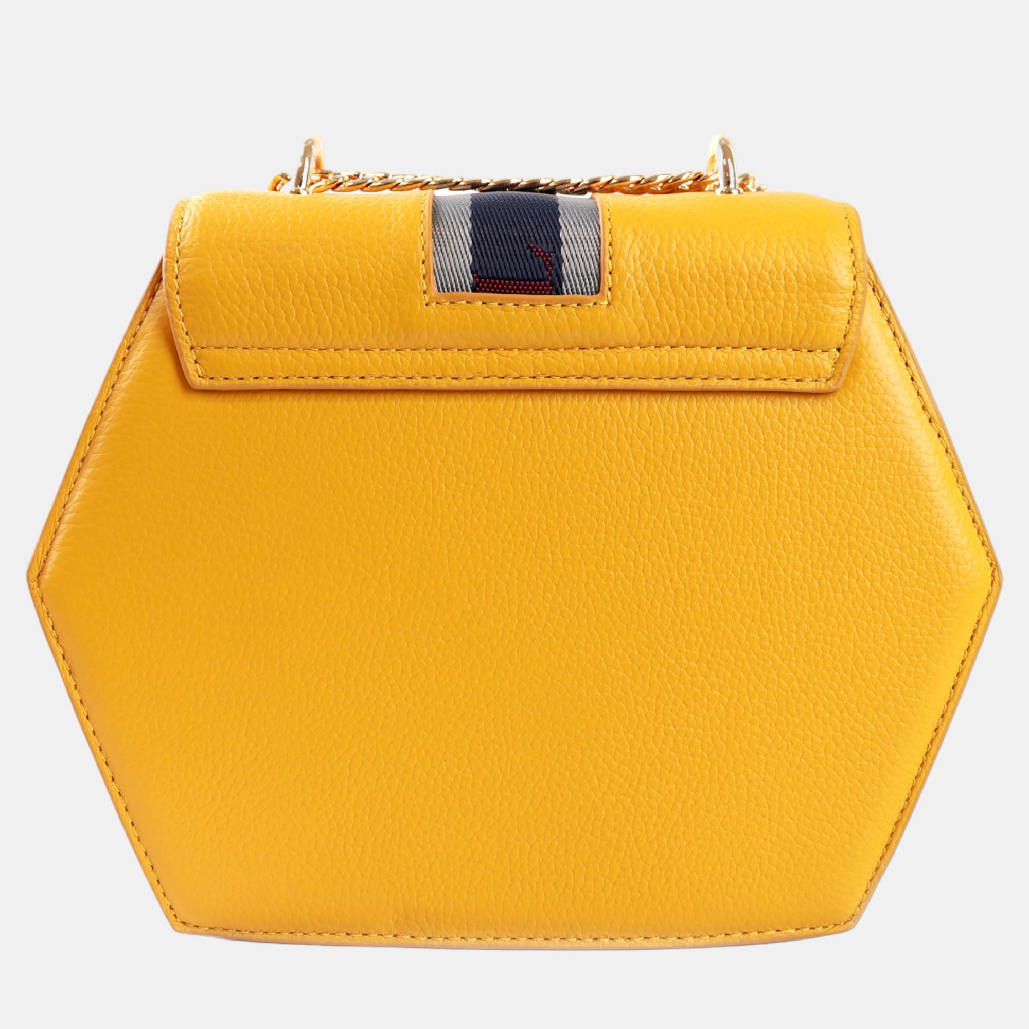 Charriol Yellow Leather Deauville Crossbody