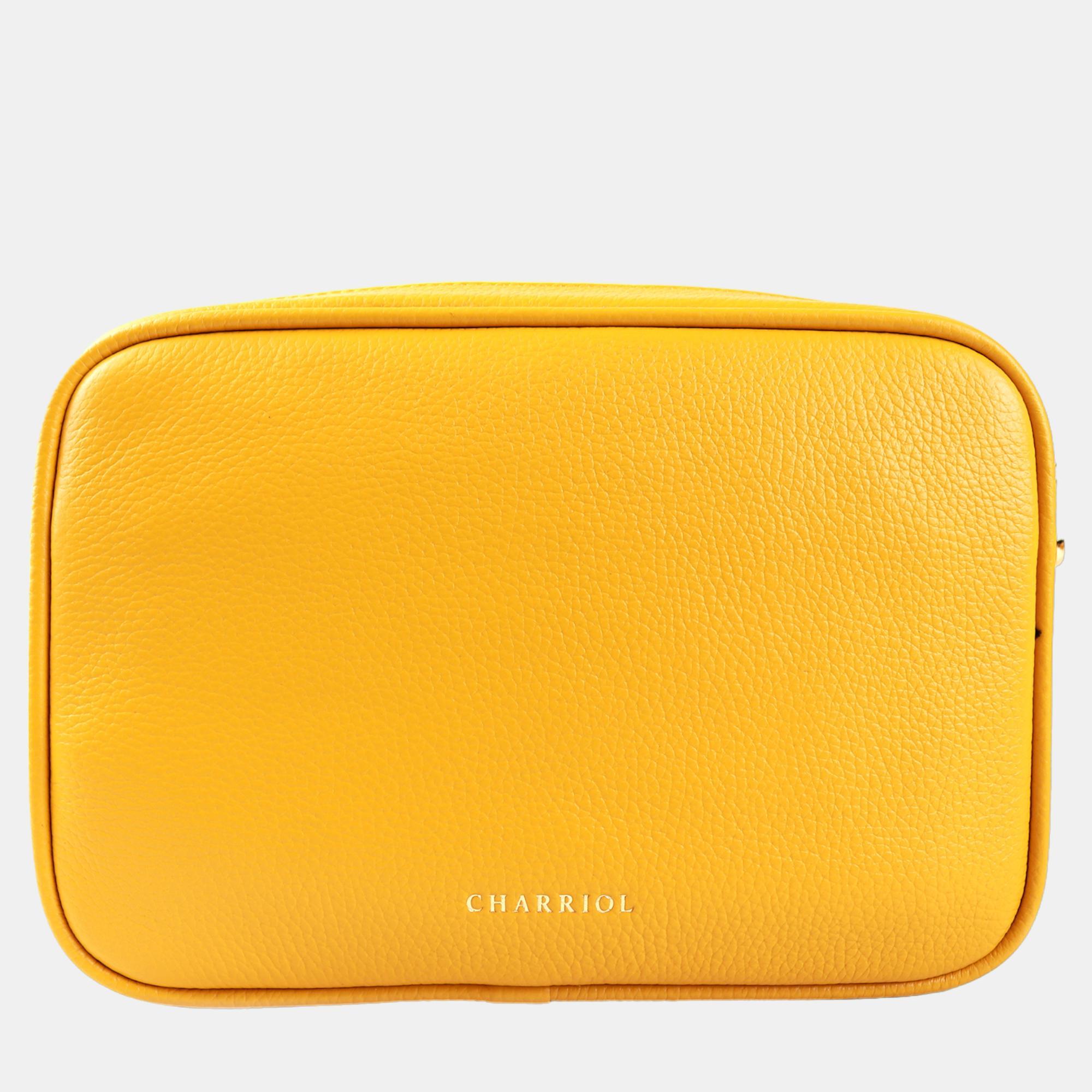 Charriol Yellow Leather Deauville Crossbody