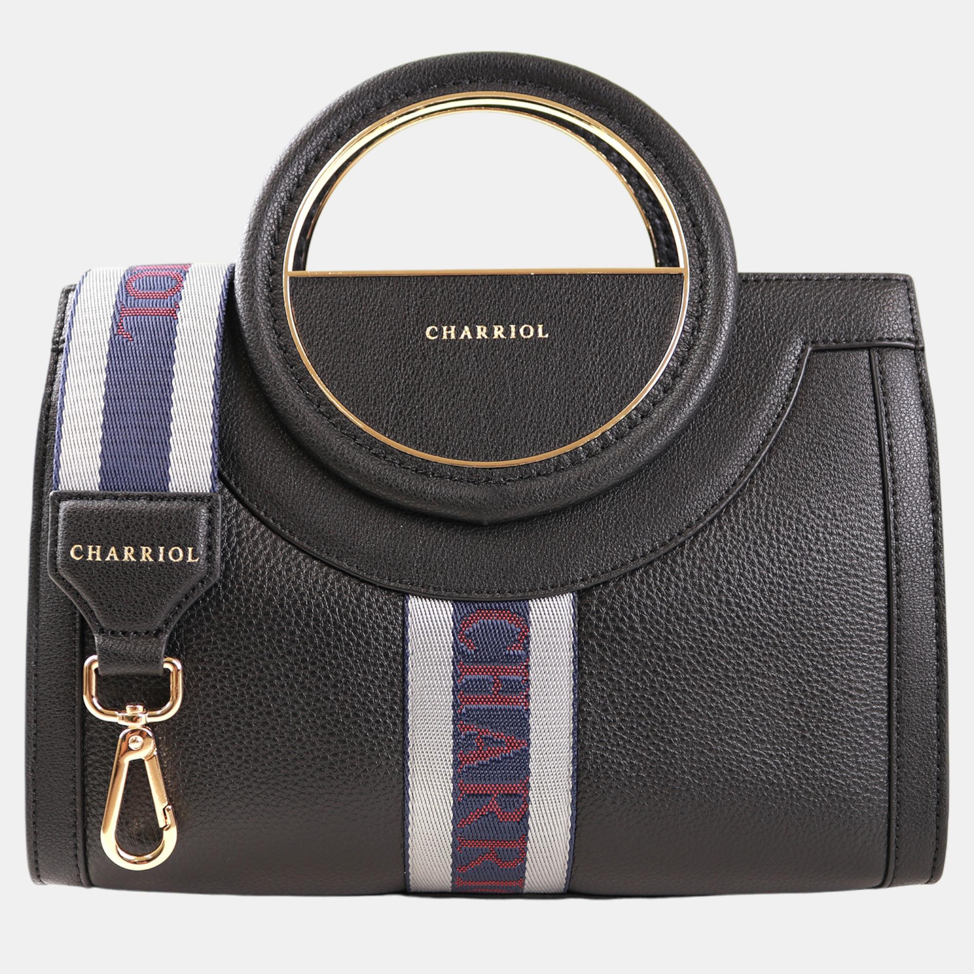 Charriol black  leather deauville handbag